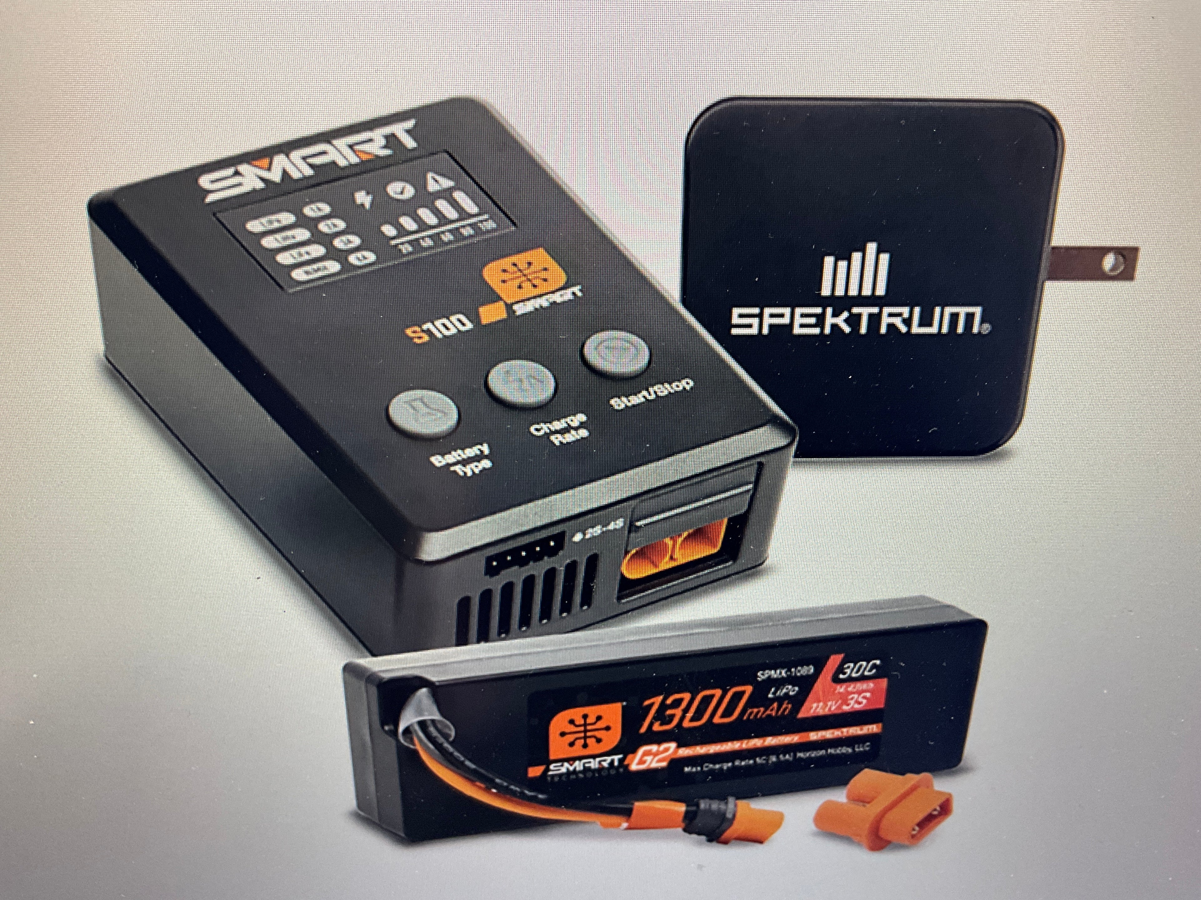 Smart Powerstage Bundle: 1300mAh 3S 30C LiPo Battery (IC2) / S100 Charger / 65W Power Supply / Adapter