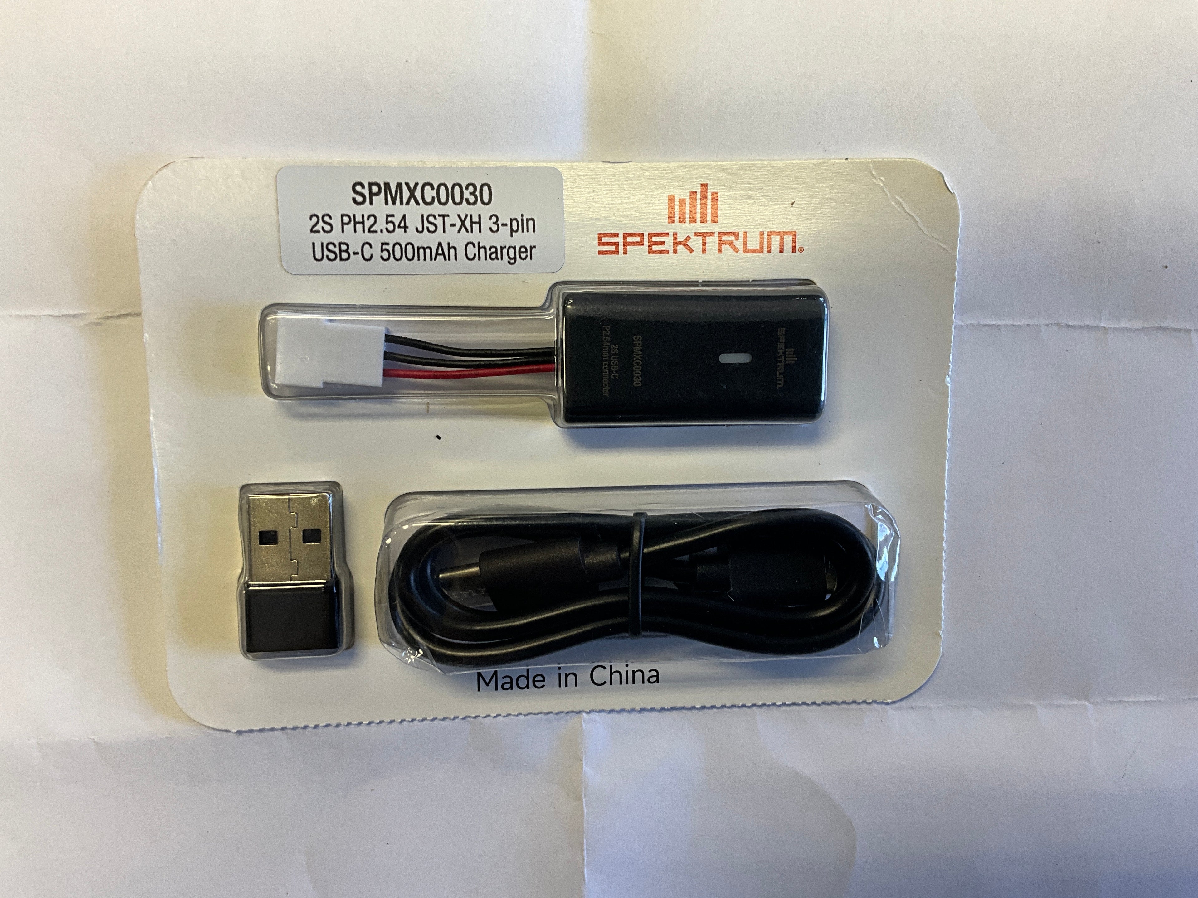SPEKTRUM 2S PH2.54 JST-XH 3-pin LiPo USB-C 500mAh Charger
