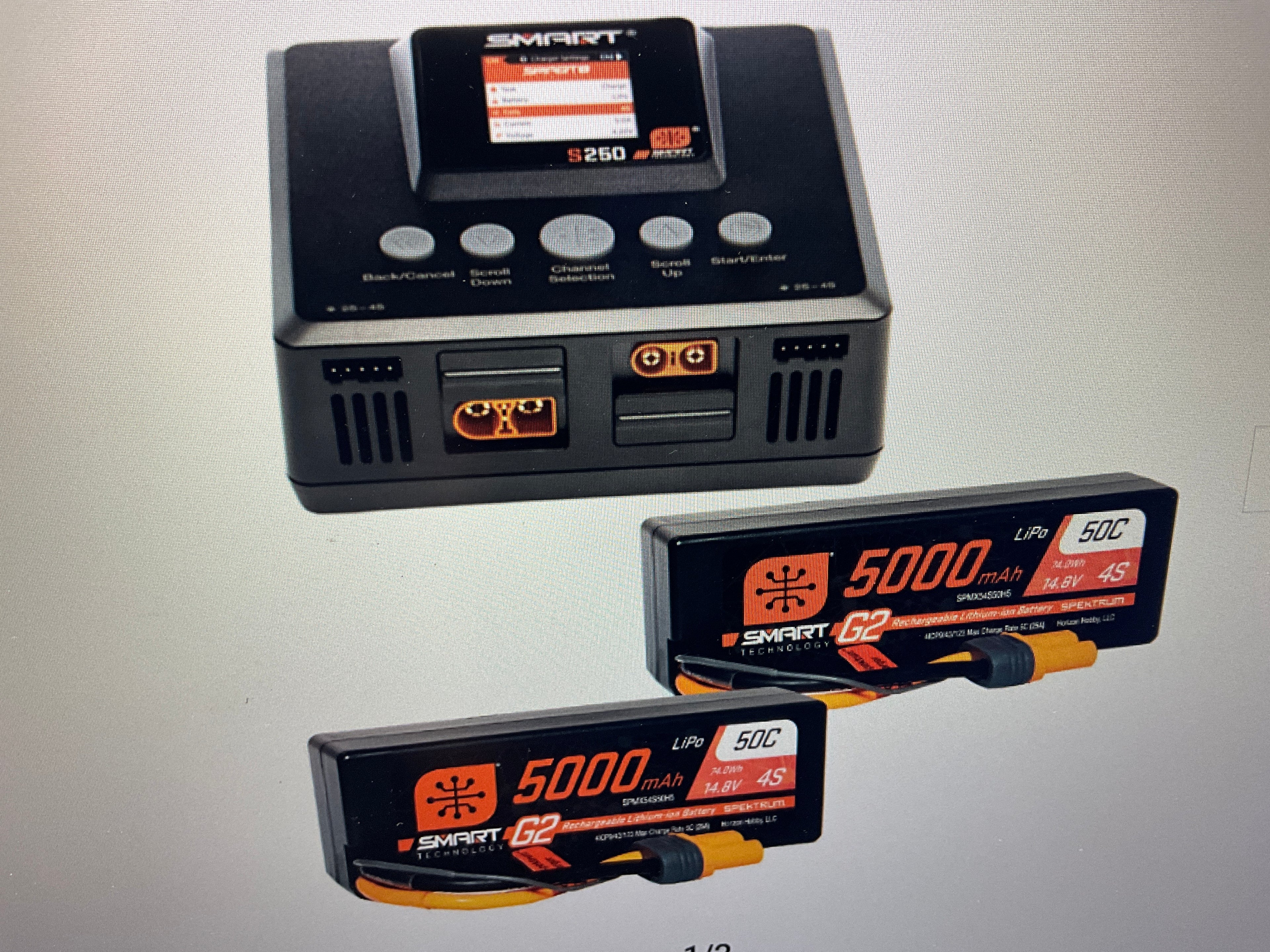 SPEKTRUM Smart Powerstage 8S Surface Bundle: (2) G2 5000mAh 4S LiPo IC5 & S250 Charger