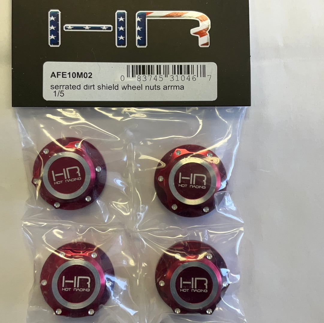 Hot Racing Arrma Kraton 8S 24mm Serrated Dirt Shield Wheel Nuts (Red) (4)