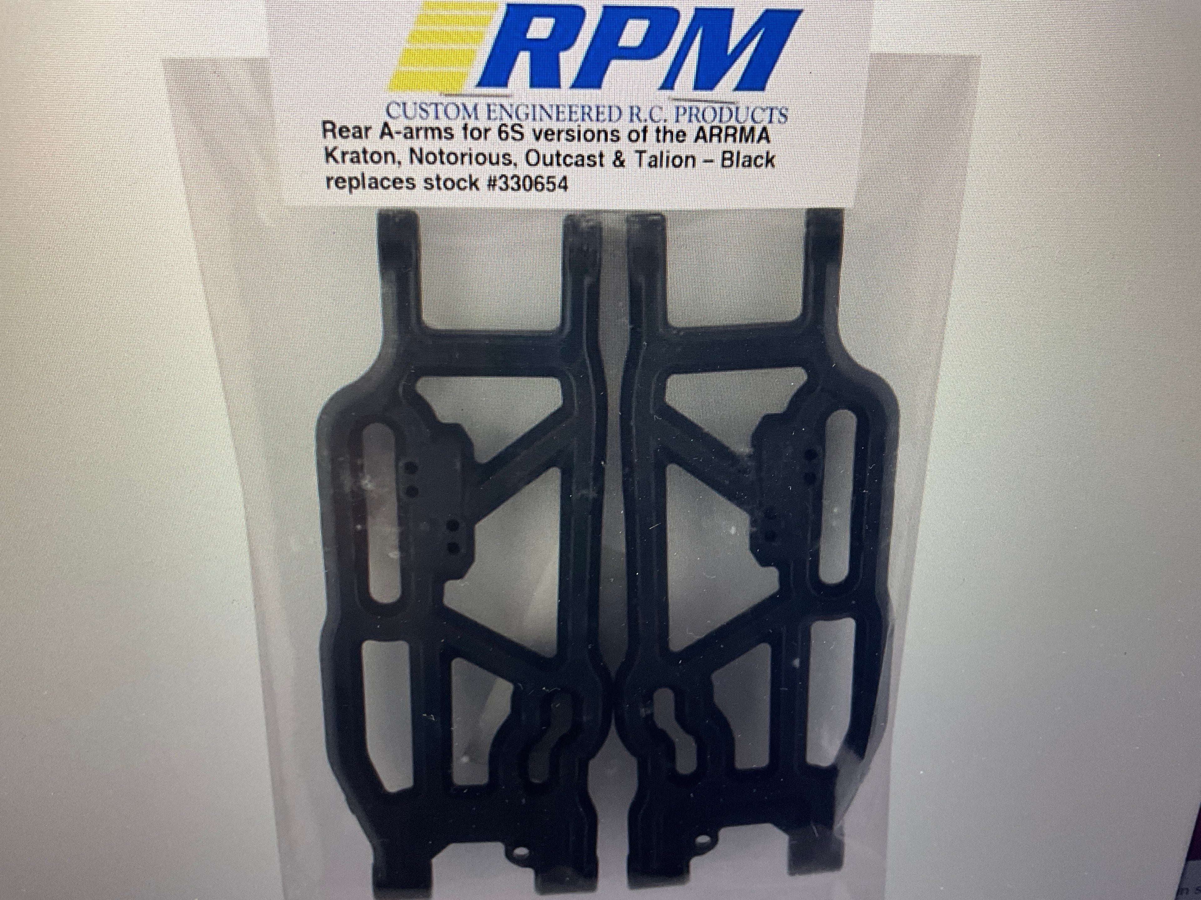 RPM Arrma Kraton/Outcast V5 6S Rear Suspension Arm Set (Black)