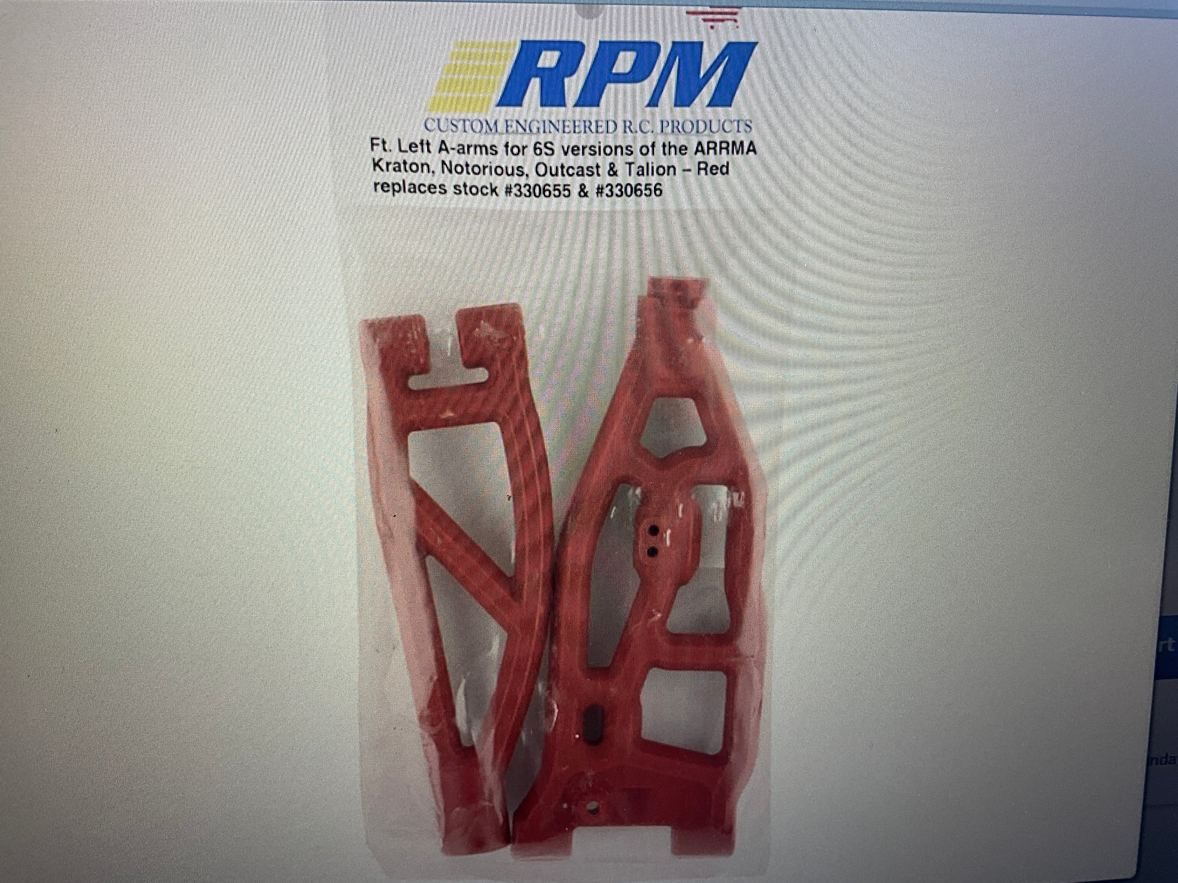 RPM Arrma Kraton/Outcast 6S Front Left Upper & Lower Suspension Arm Set (Red)