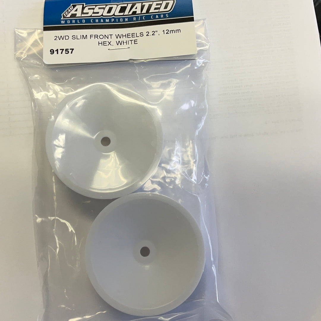 Team Associated 12mm Hex 2.2" "Slim" Front Buggy Wheels (White) (2) (B6)