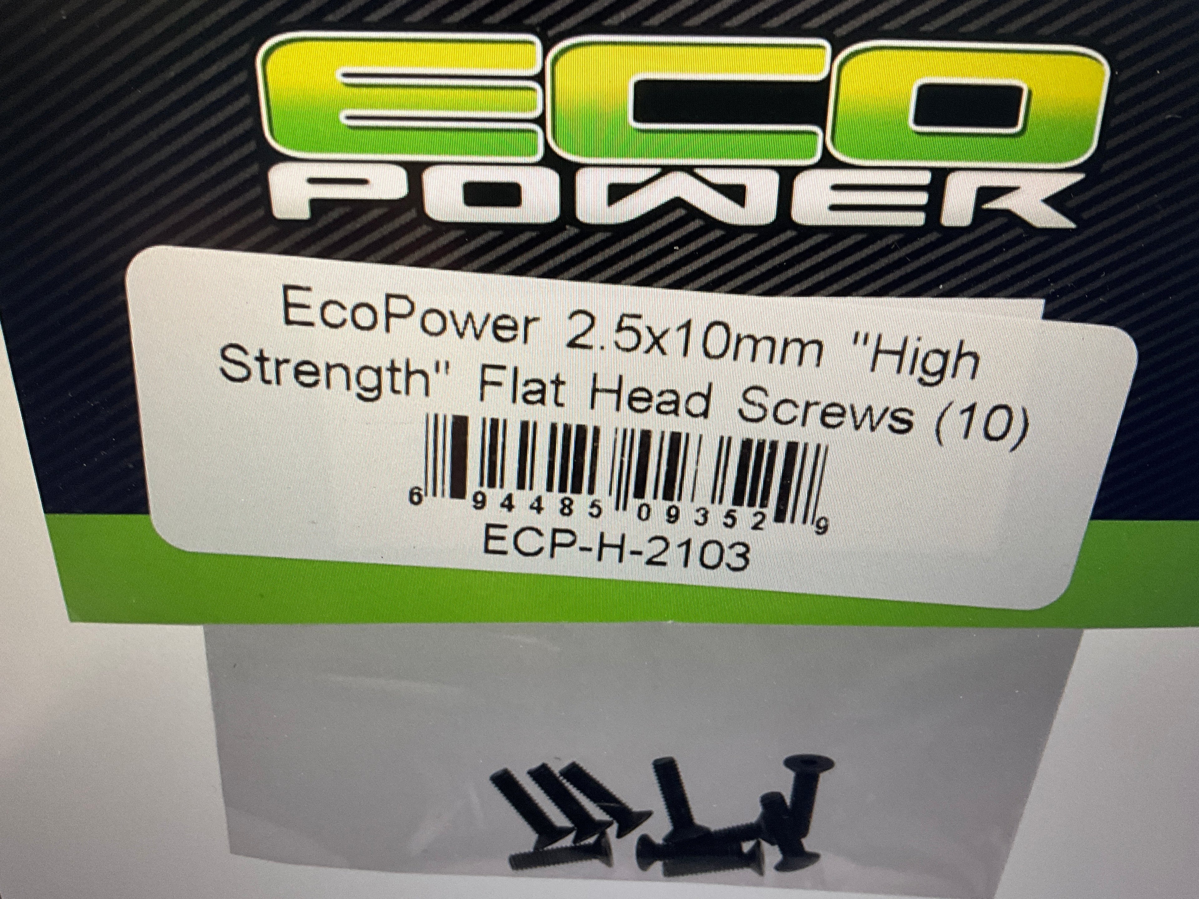EcoPower 2.5mm "High Strength" Steel Flat Head Screws (10) (2.5x10mm)