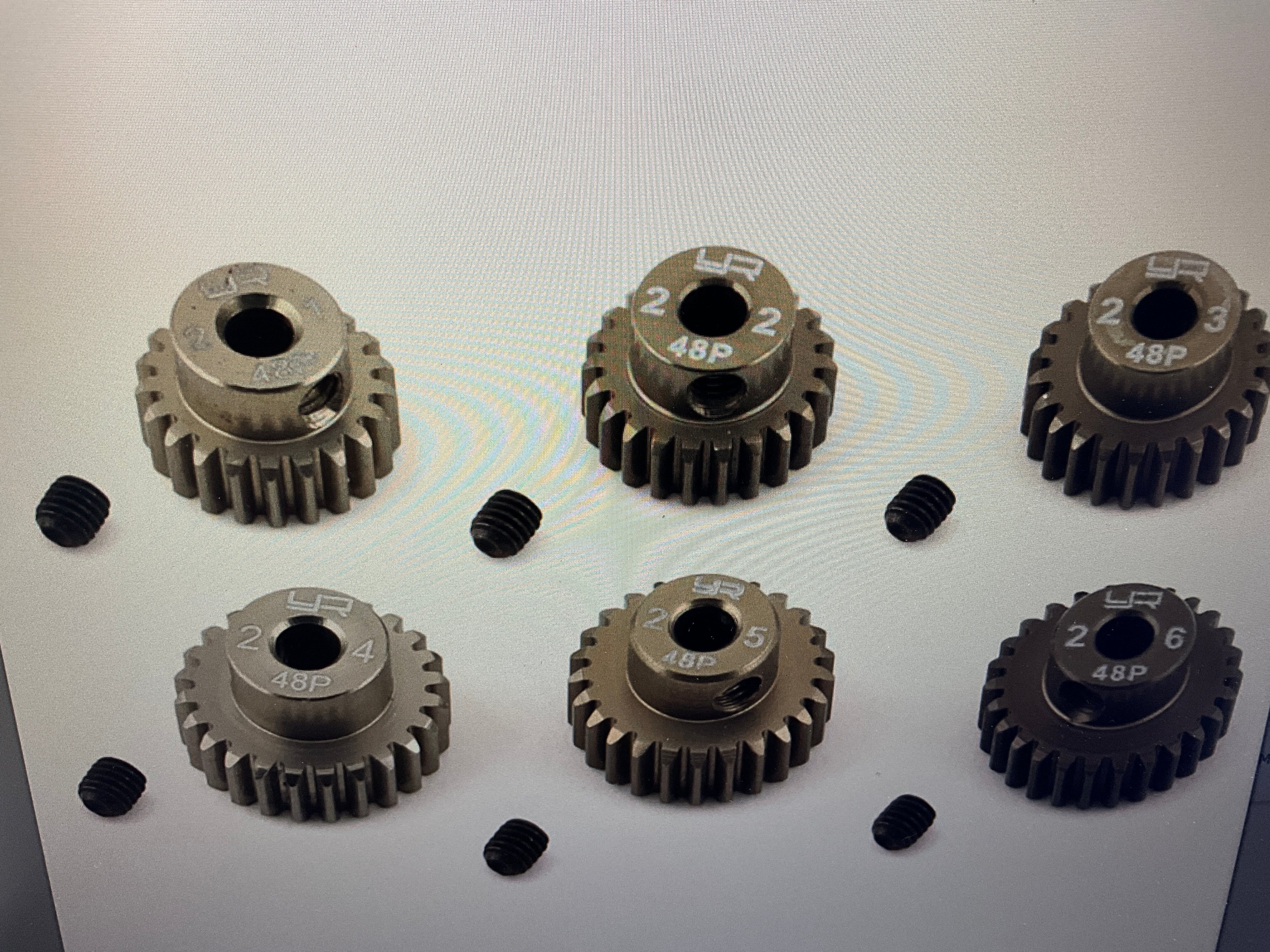 Yeah Racing Hard Coated 48P Aluminum Pinion Gear Set (21, 22, 23, 24, 25, 26T) (3.17mm Bore)