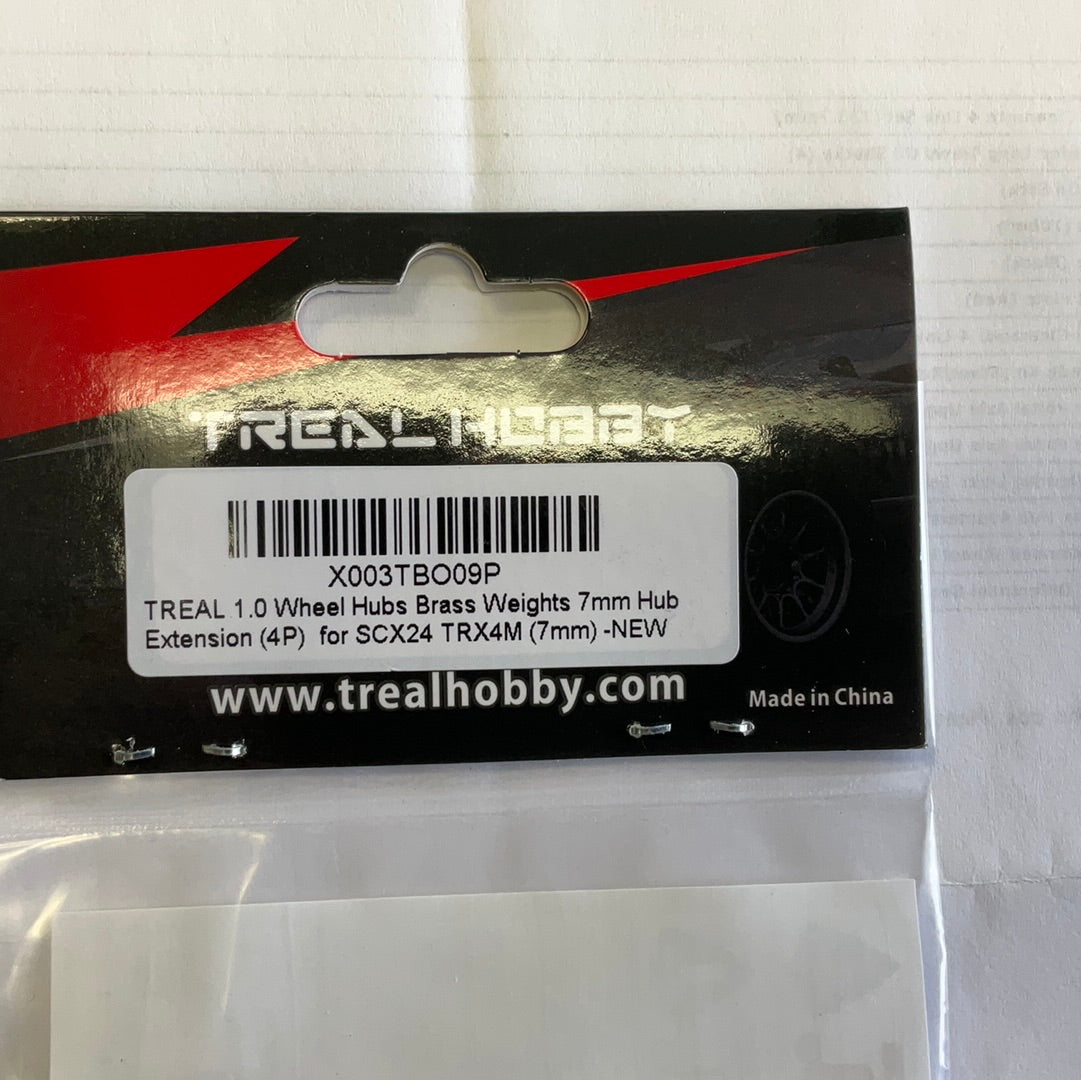 Treal Hobby Axial SCX24 1.0" Brass Beadlock Wheel Hub Spacers (4) (7mm) (3.5g)