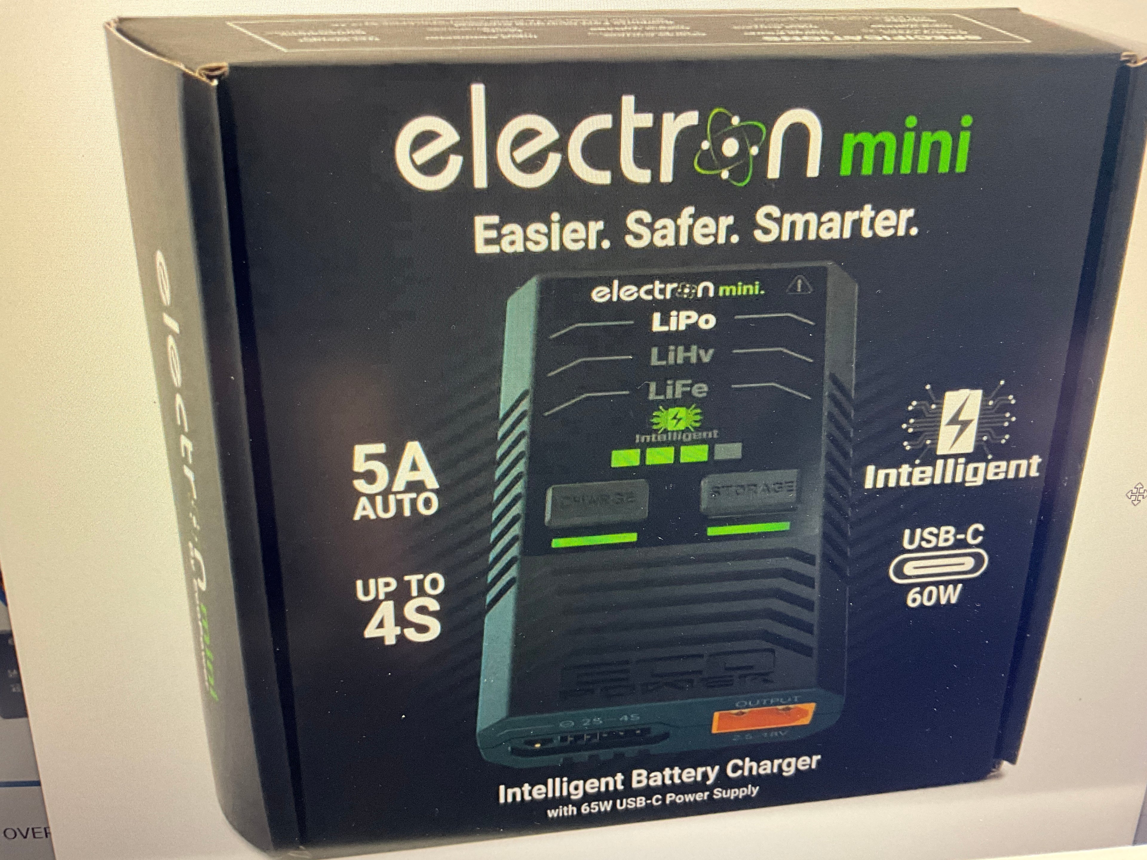 EcoPower "Electron Mini" 2-4S Intelligent LiPo/LiHV/LiFe Battery Charger (2-4S/5A/60W) w/65W USB-C PD Power Supply