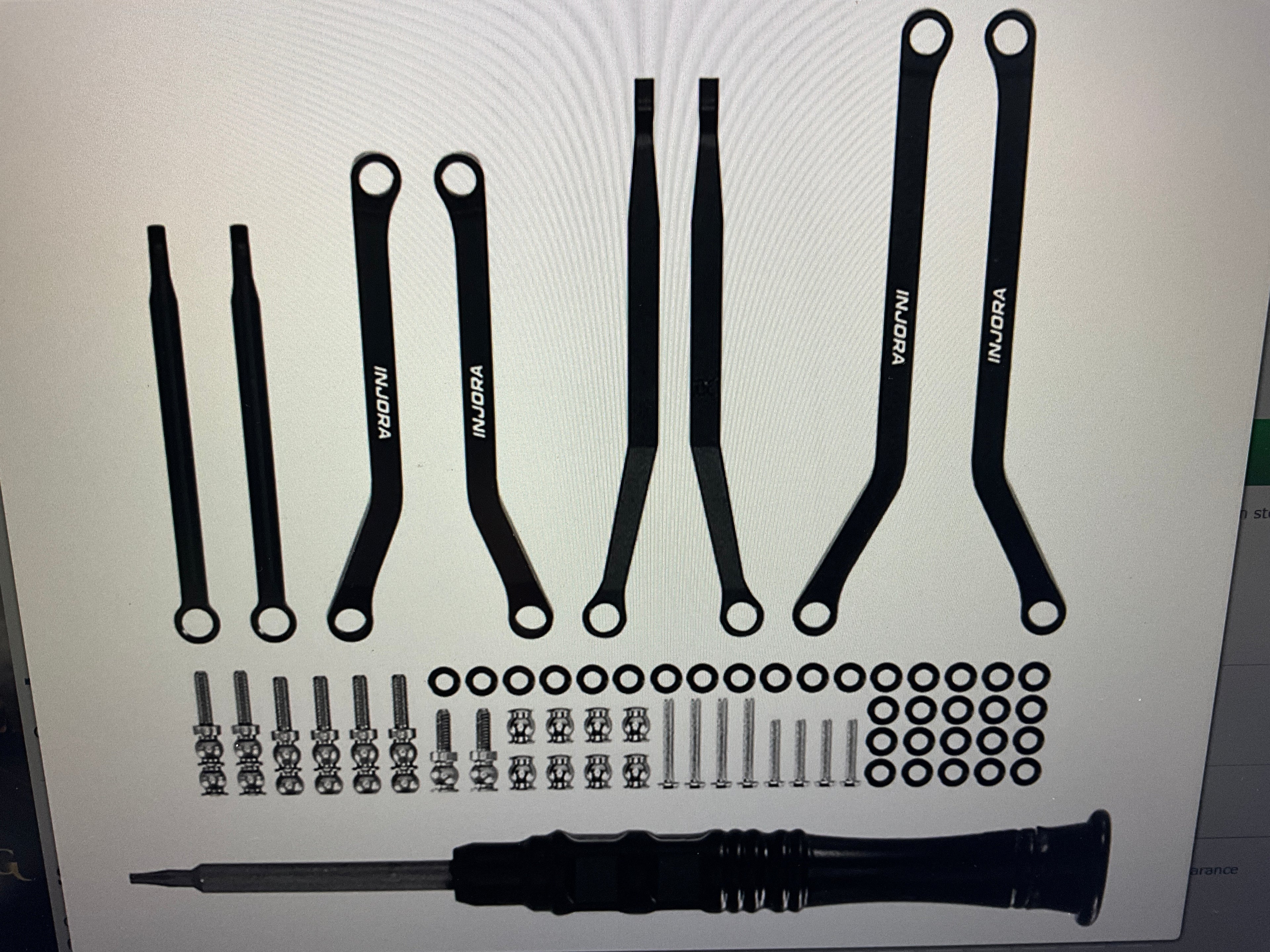 Injora Axial SCX30 Aluminum High Clearance Suspension Links Set (Black)