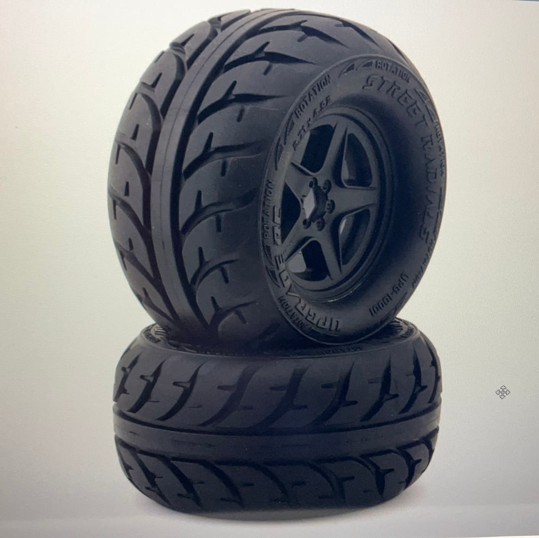 UpGrade RC Street Radials 2.8" Pre-Mounted On-Road Tires w/5-Star Wheels (2) (17mm/14mm/12mm Hex)