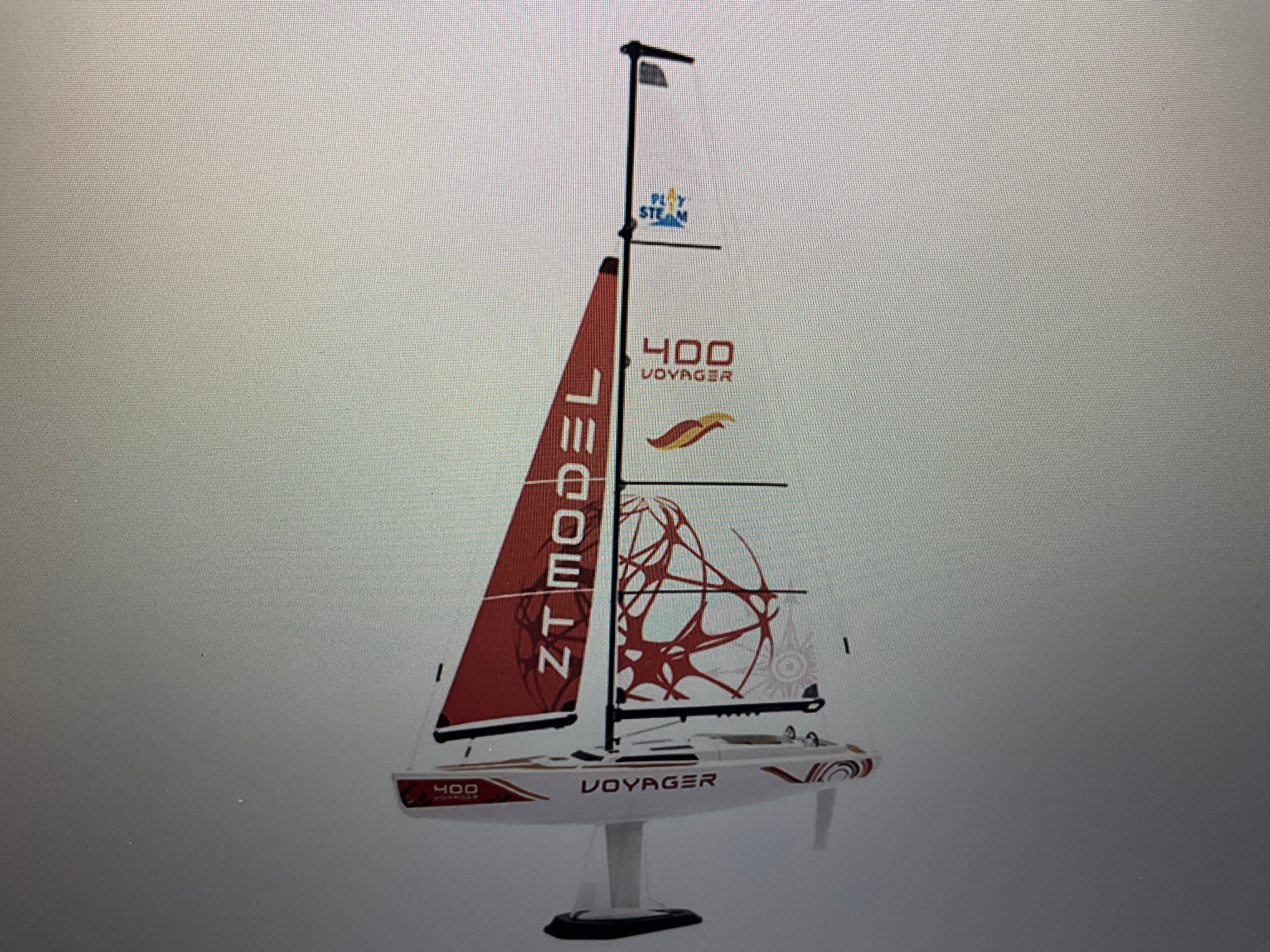 PlaySTEM Voyager 400 Motor-Powered RC Sailboat (Red) w/2.4GHz Transmitter