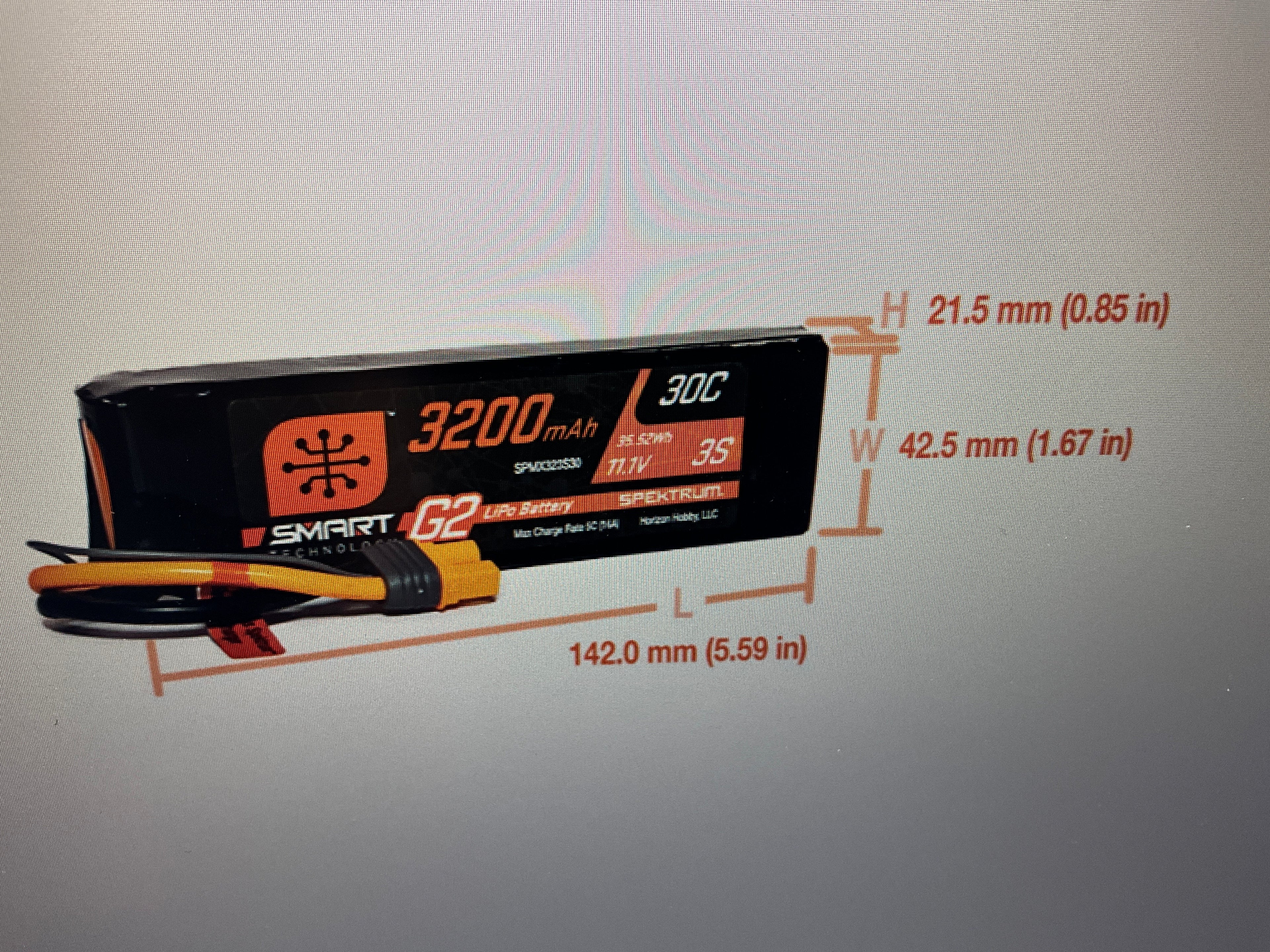 SPEKTRUM 11.1V 3200mAh 3S 30C Smart G2 LiPo Battery: IC3