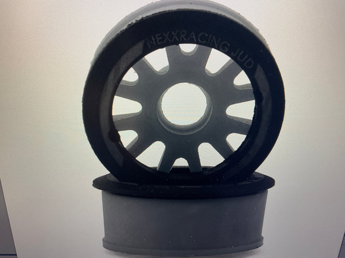 NEXX Racing Mini-Z RWD "JUD" EVO Front Threaded Side-Wall Carbon Fiber Rims (1mm Offset) (Grey) (2)