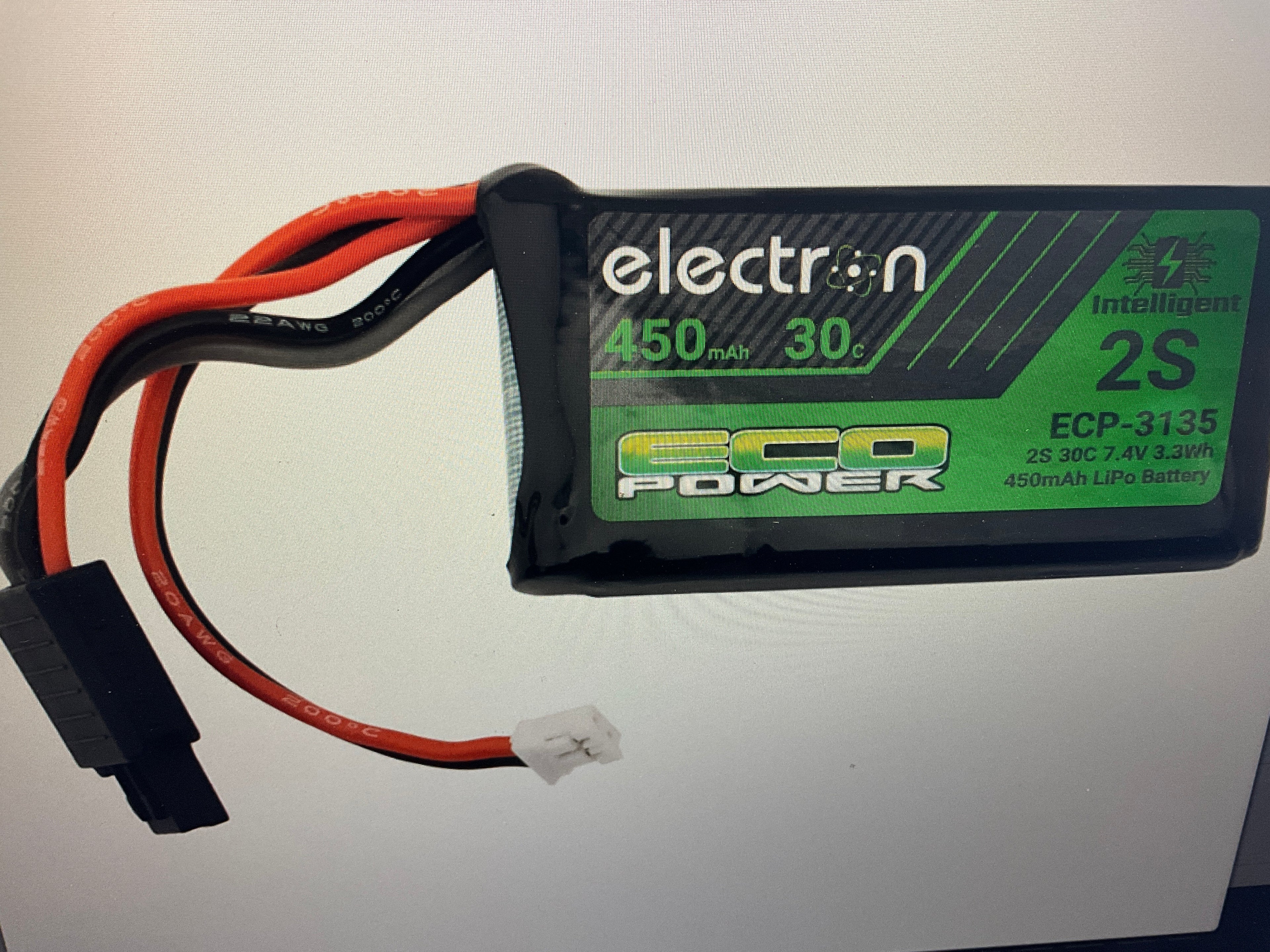 EcoPower "Electron" 2S 30C Intelligent LiPo Battery w/PH2.0 Connector (7.4V/450mAh) (SCX24 & Other Mini Crawlers)