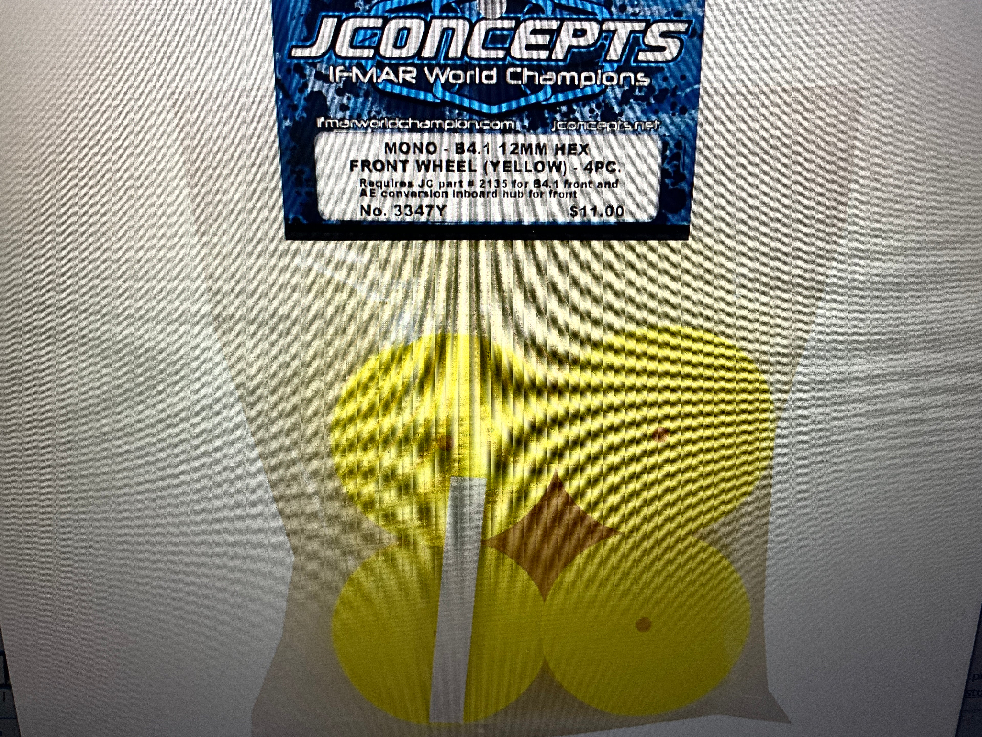 JConcepts 12mm Hex Mono 2.2 Front Wheels (4) (B7/B6/B5/RB6) (Yellow)