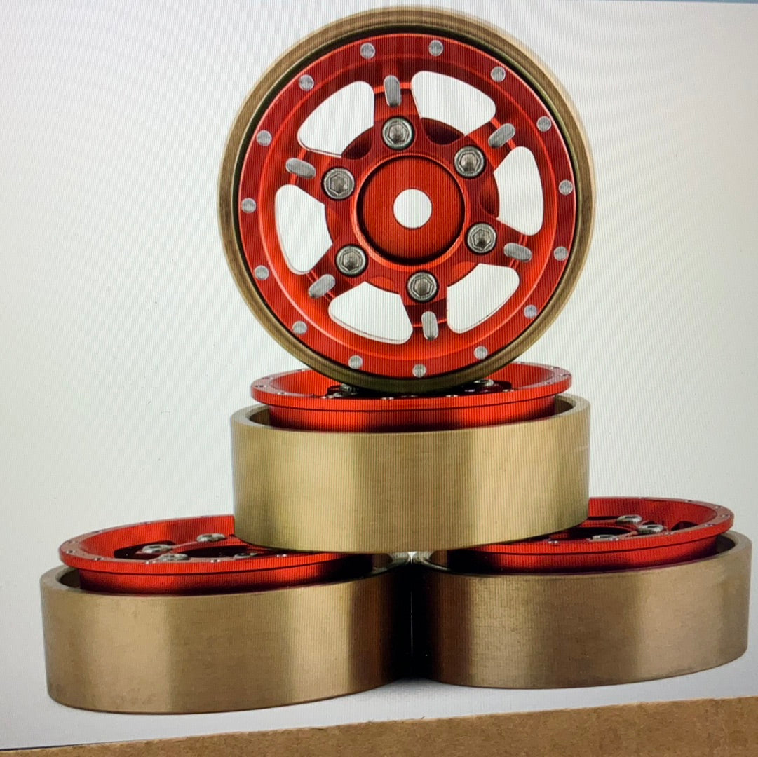 Samix SCX24 Aluminum & Brass Adjustable Offset 1.0" Beadlock Wheels (4) (23.75g)