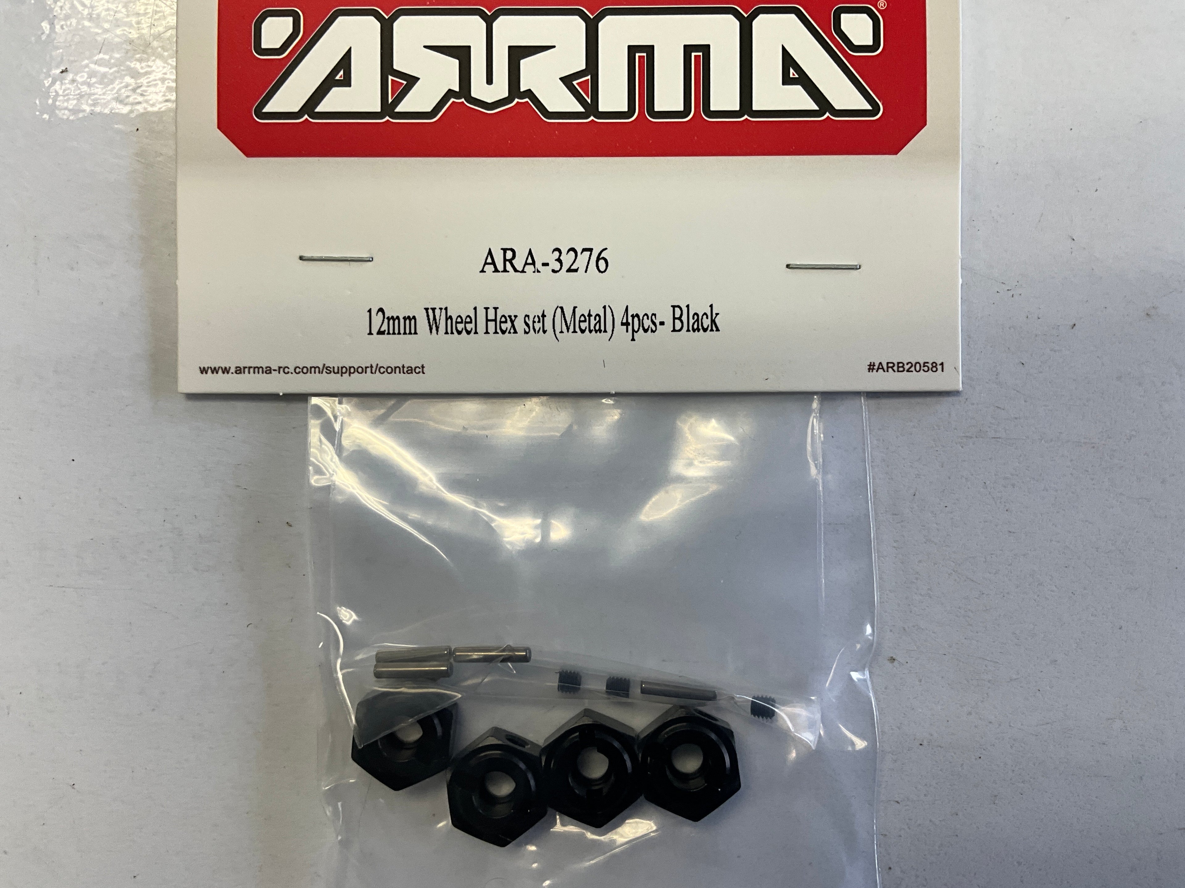 ARRMA 12mm Metal Wheel Hex Set (4), Black