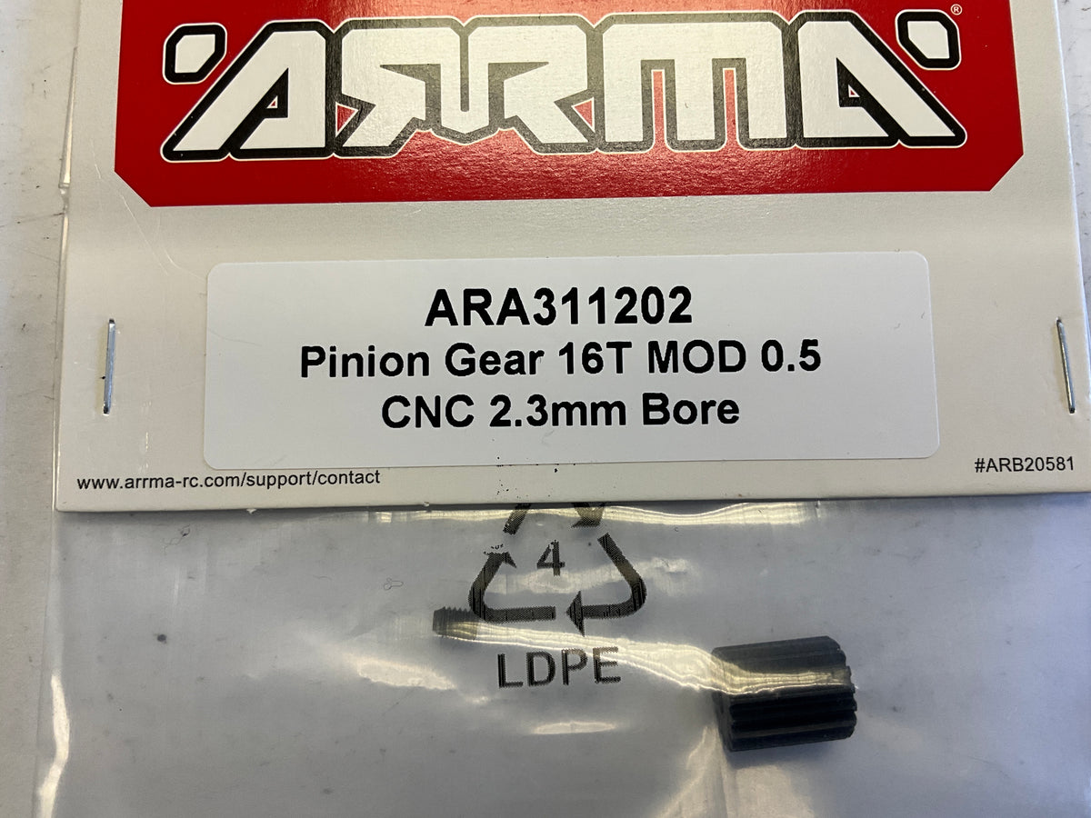 ARRMA Pinion Gear 16T 0.5 MOD CNC 2.3mm Bore