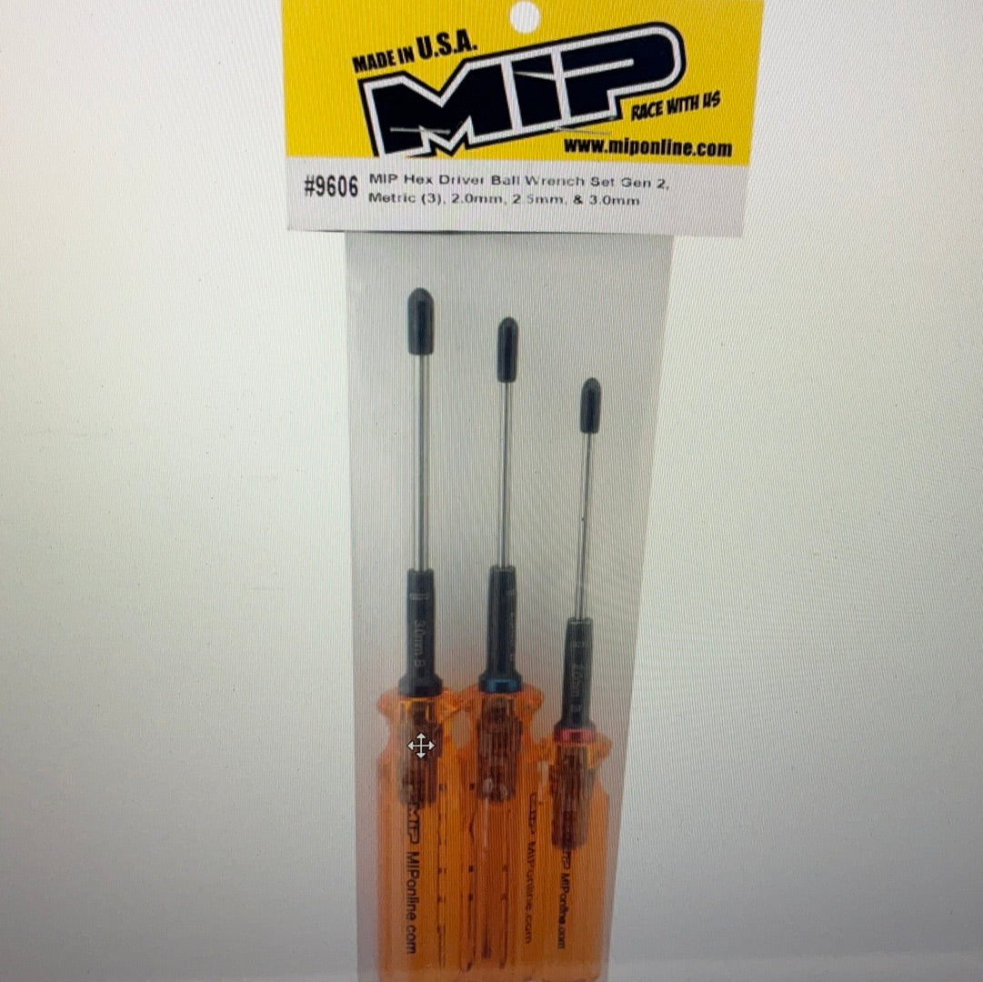 MIP Gen 2 Metric Ball End Hex Driver Wrench Set (2.0, 2.5 & 3.0mm)