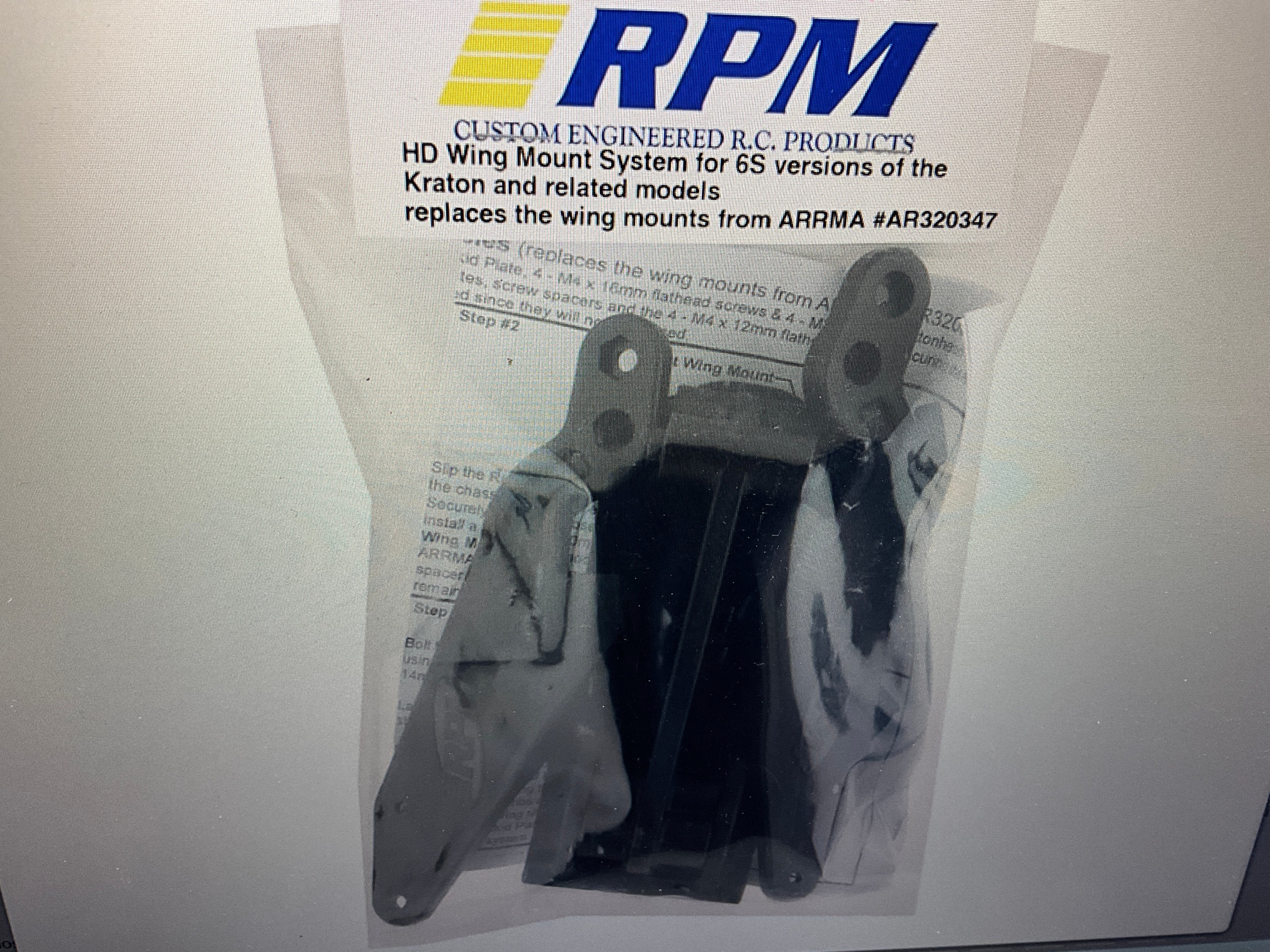 RPM Arrma 6S HD Wing Mount System (Black)