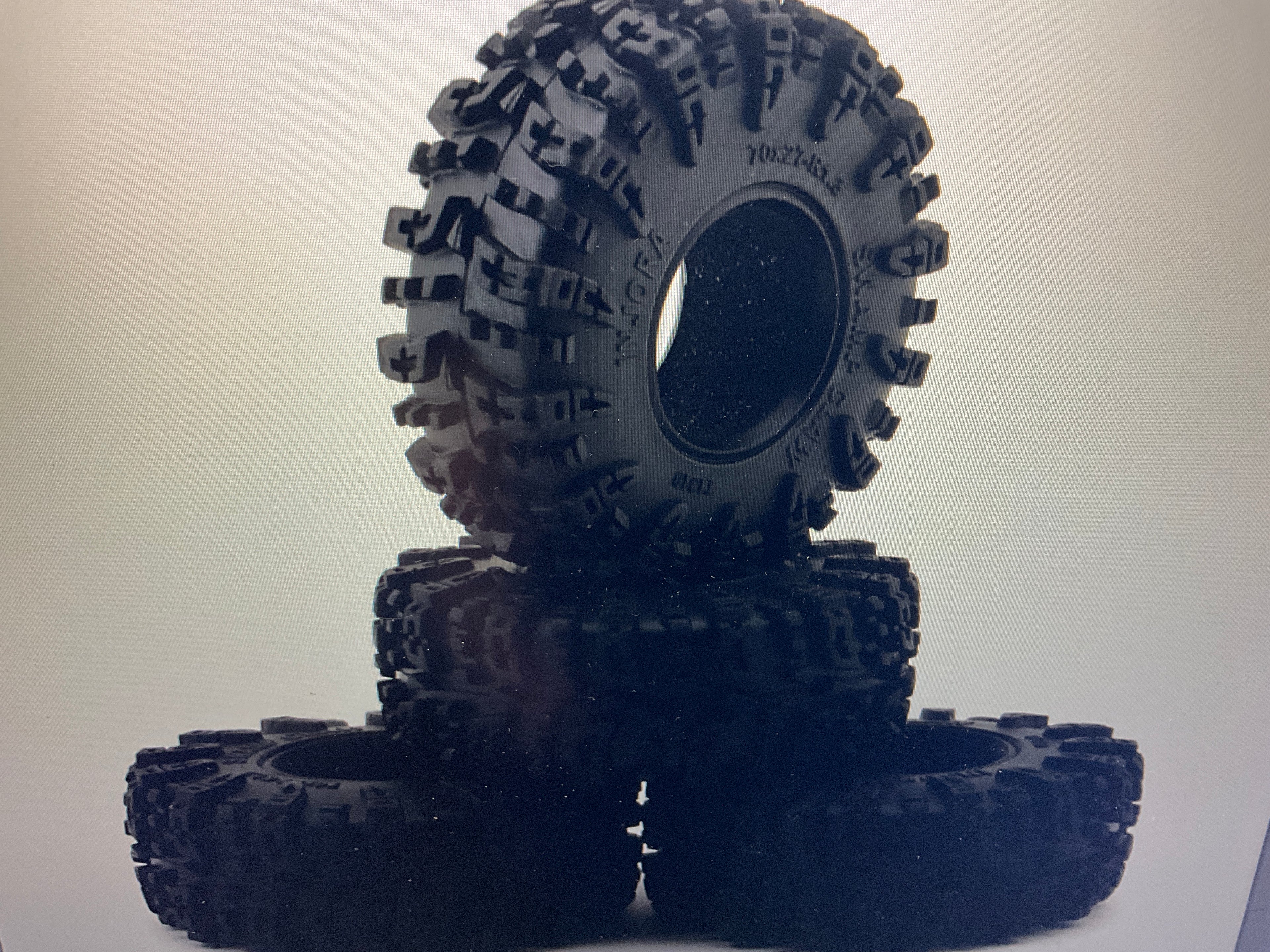 Injora 1.3" Swamp Claw M/T Micro Rock Crawler Tires Combo (4) (70mm OD) (S5) w/Super Soft Silicone Rubber Inserts
