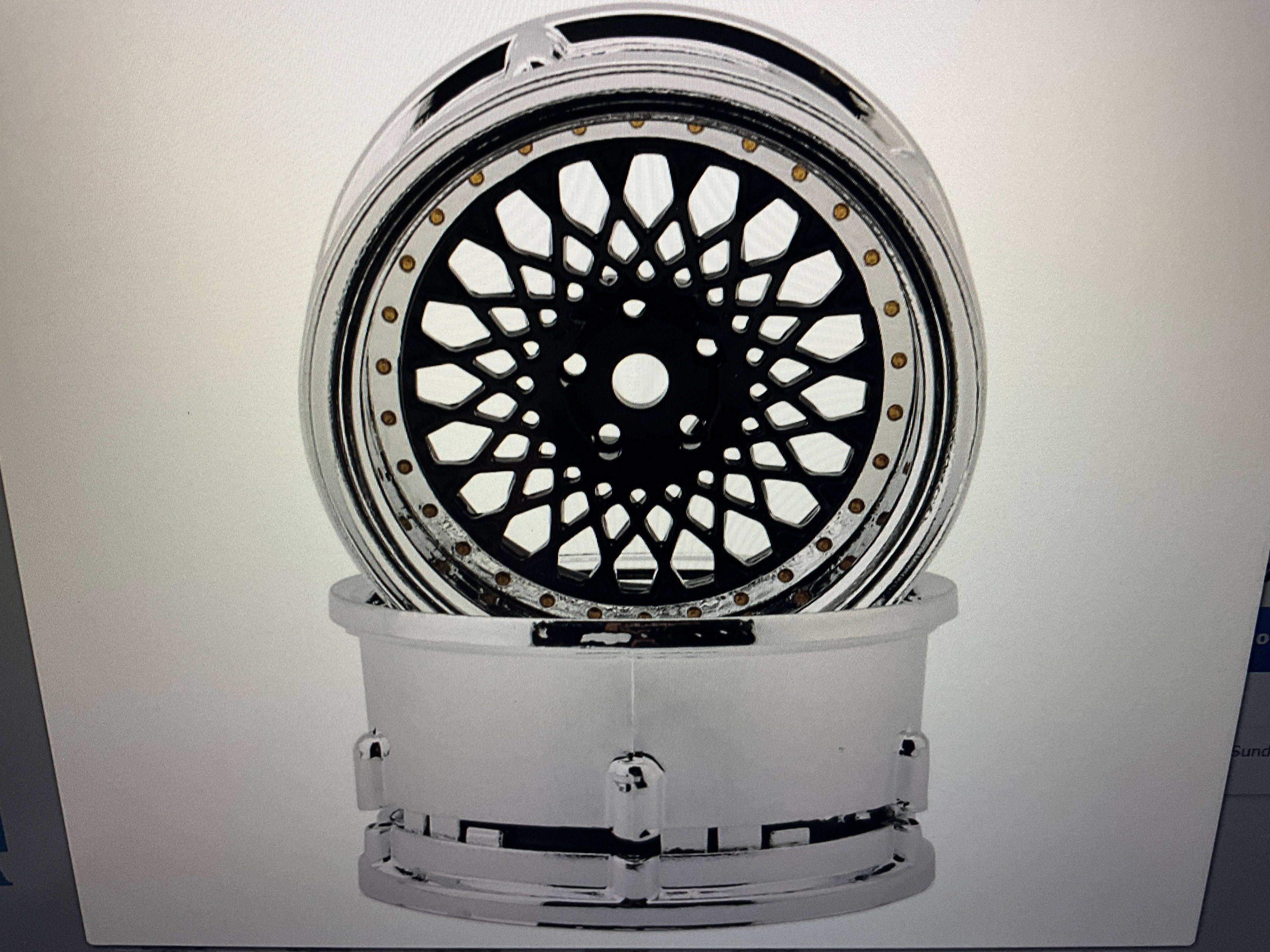 DS Racing Element Mesh Drift Wheels (Black w/Chrome Lip & Gold Rivets) (Adjustable Offset) (2) w/12mm Hex