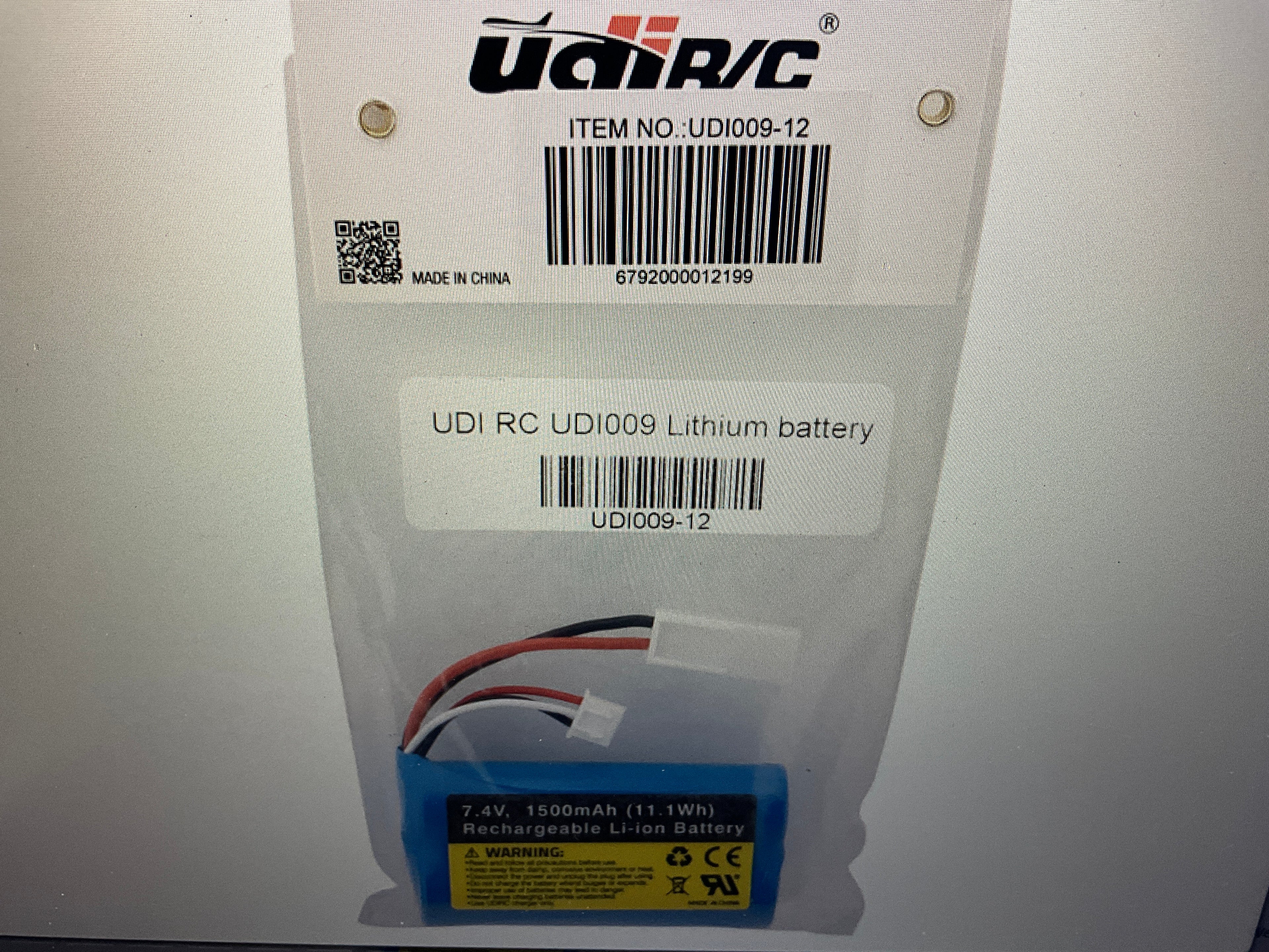 UDI RC 2S LiPo Battery (7.4V/1500mAh) w/Mini Tamiya Connector