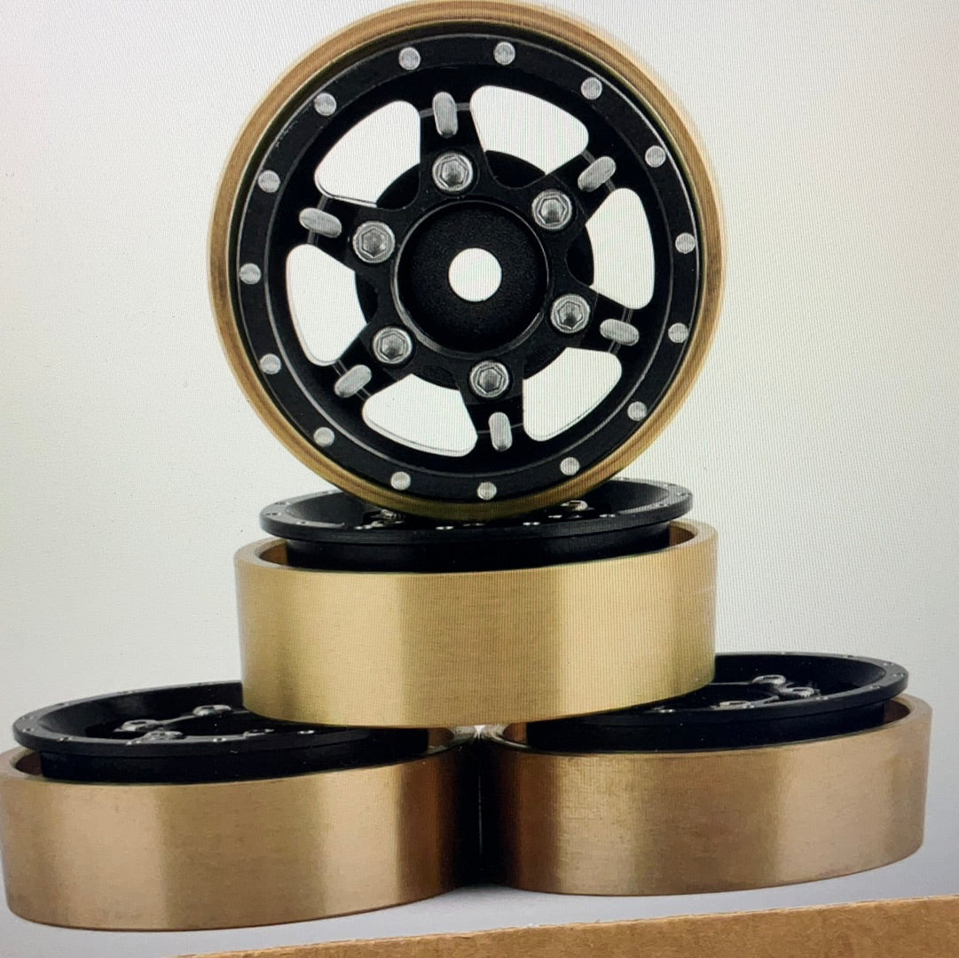 Samix SCX24 Aluminum & Brass Adjustable Offset 1.0" Beadlock Wheels (4) (23.75g)
