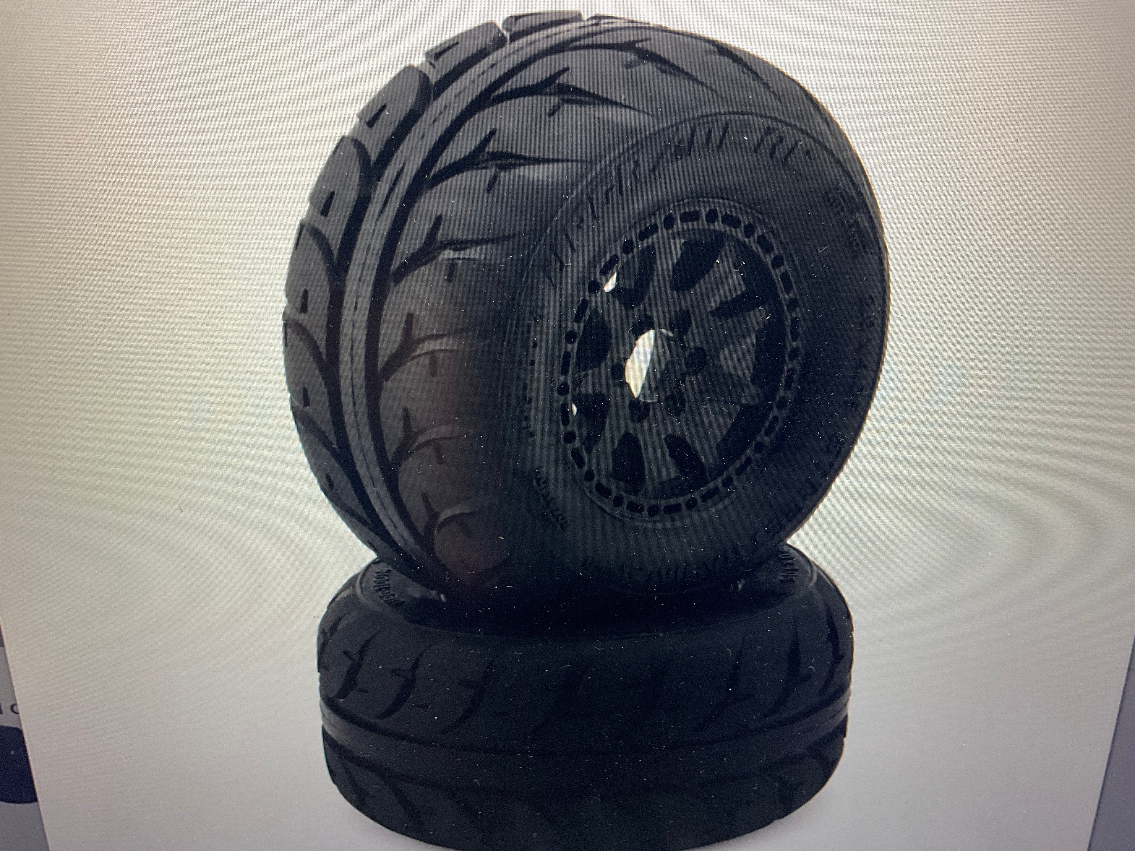UpGrade RC Street Radials 2.2" Pre-Mounted On-Road Tires for Traxxas® Mini Maxx® & Mini XRT® (2) w/12mm Narrow, 12mm Wide, & 14mm Hexes