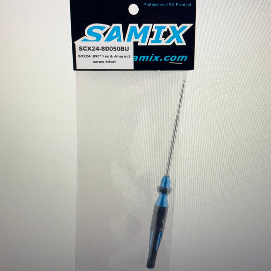 Samix SCX24 2-in-1 Hex Wrench/Nut Driver (Blue) (.050" Hex/4mm Nut)