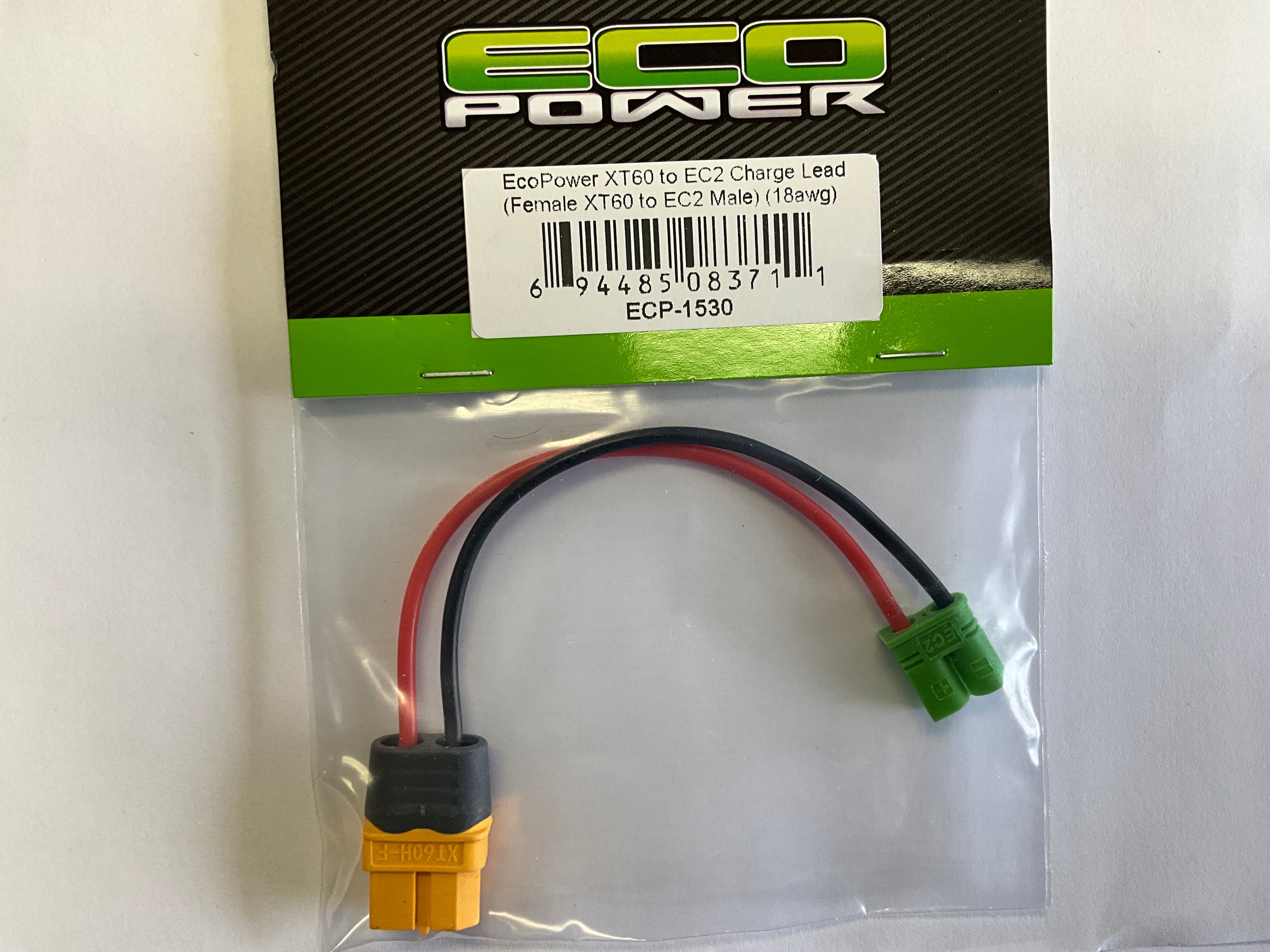 EcoPower XT60 to EC2 Charge Lead (Female XT60 to Male EC2) (4.5") (14AWG)