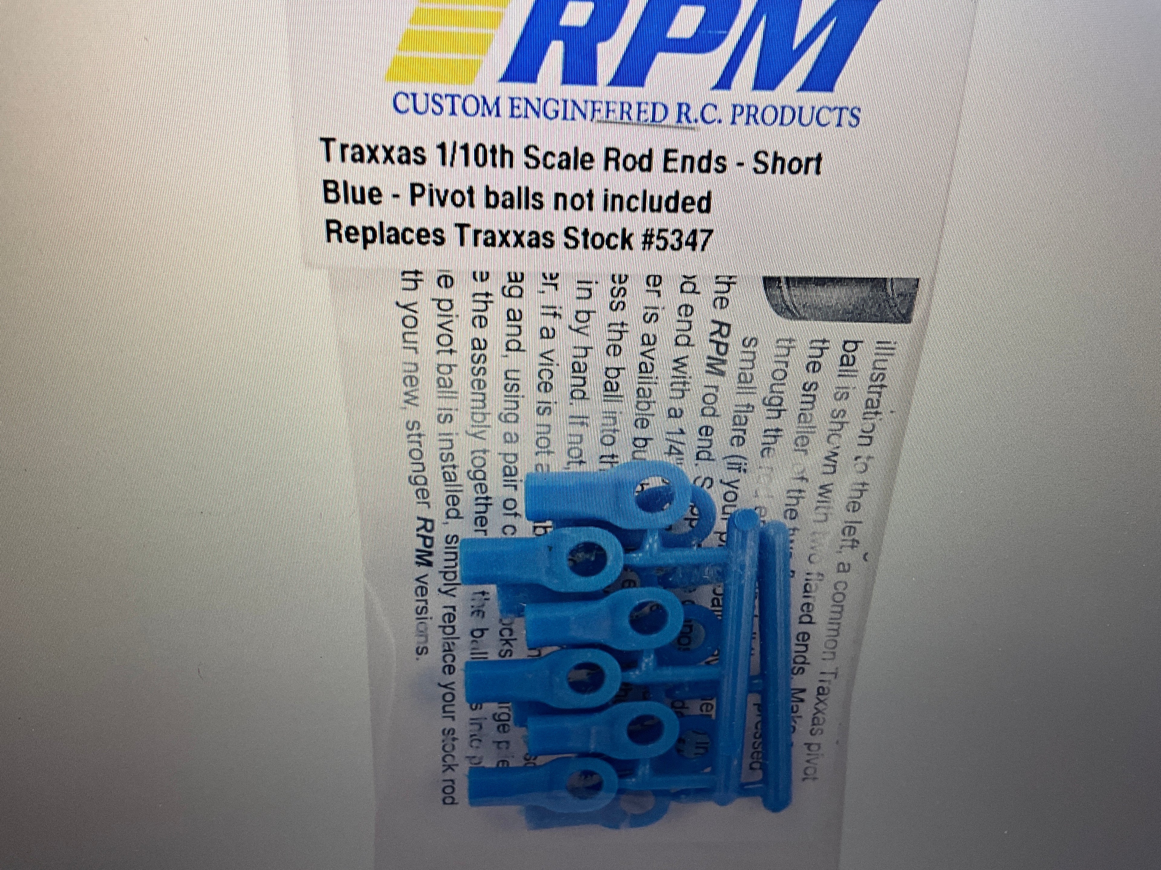 RPM Short Turnbuckle Rod End Set for Traxxas Nitro Chassis (Blue) (12)