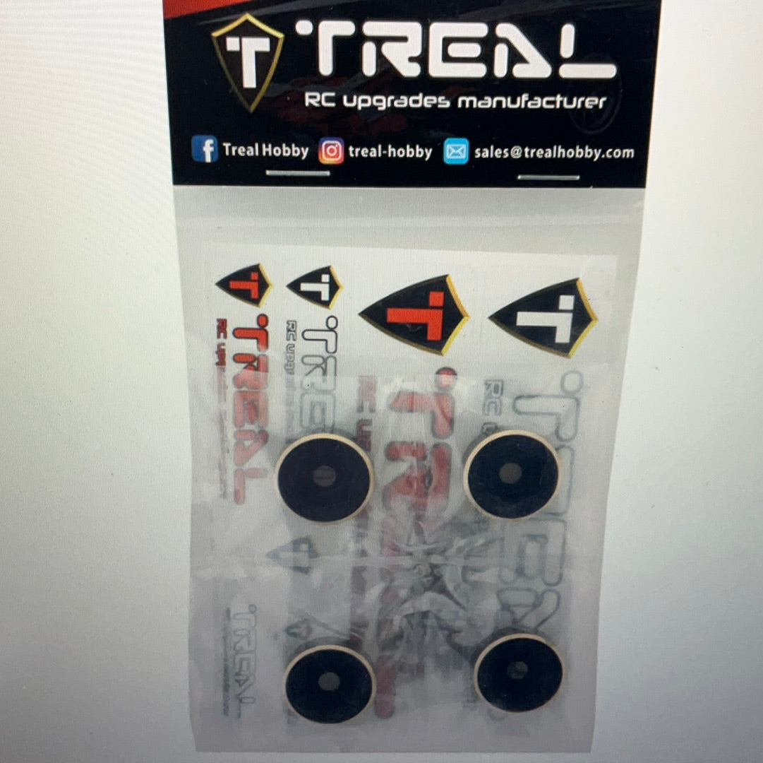 Treal Hobby 1.9" Brass Bead-Lock Wide Wheel Hub Weights (12mm) (4) (26.5g)