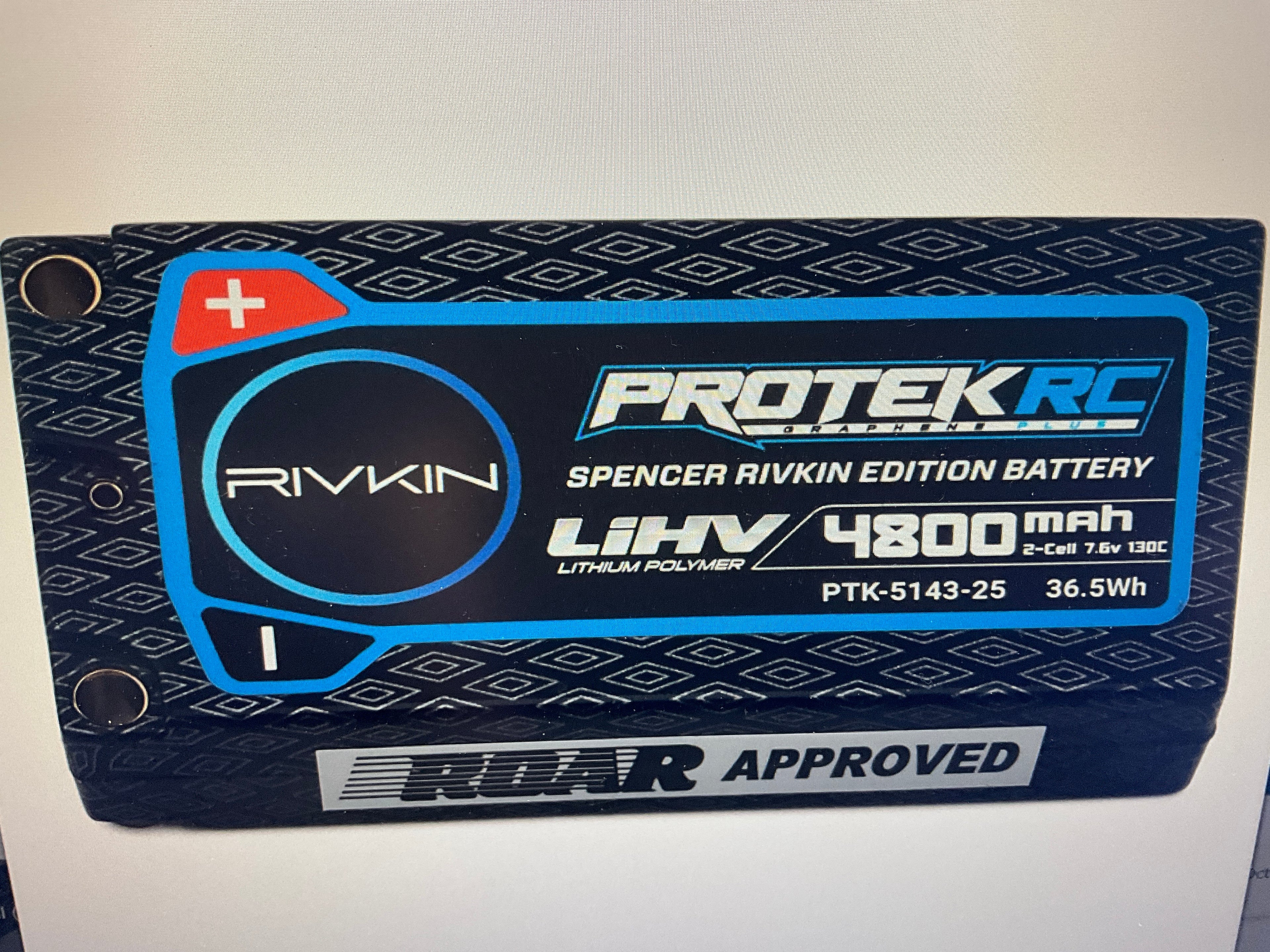 ProTek RC Spencer Rivkin 2S 130C Low IR Si-Graphene + HV ULCG Shorty LiPo Battery (7.6V/4800mAh) w/5mm Connectors (ROAR Approved)
