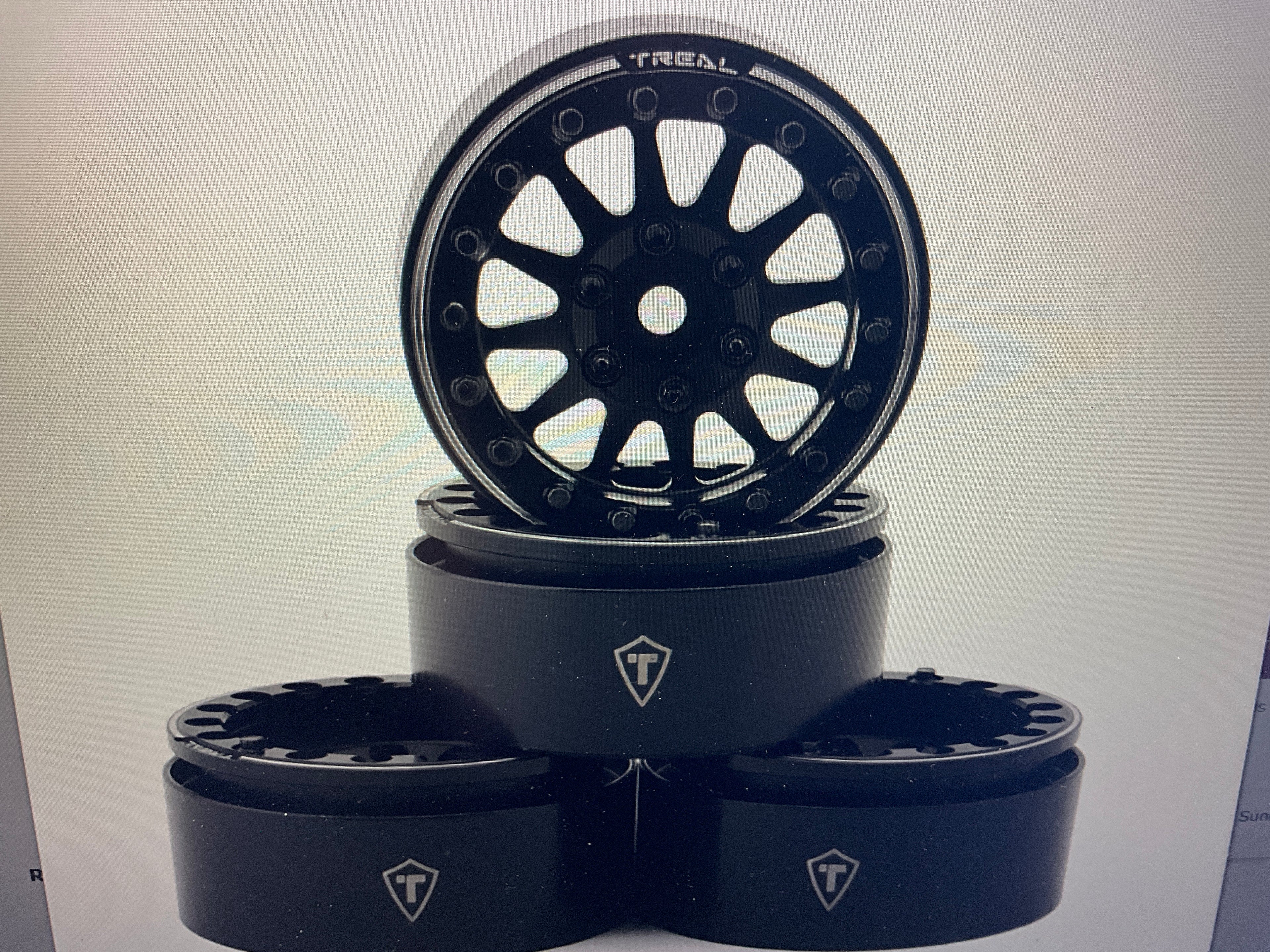 Treal Hobby Type D 1.9" 12-Spoke Beadlock Wheels (Black) (4)
