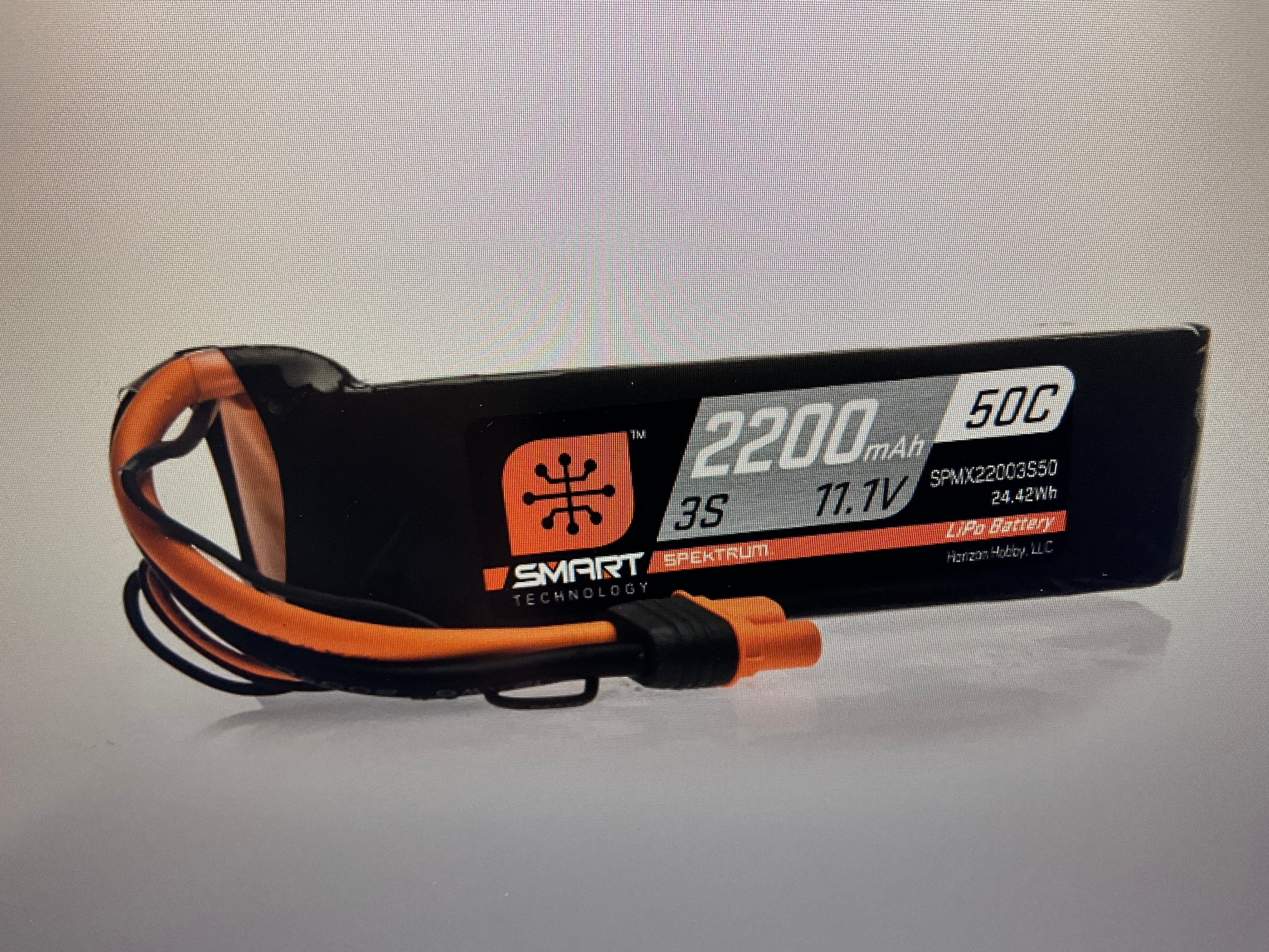 SPEKTRUM 11.1V 2200mAh 3S 50C Smart LiPo Battery: IC3