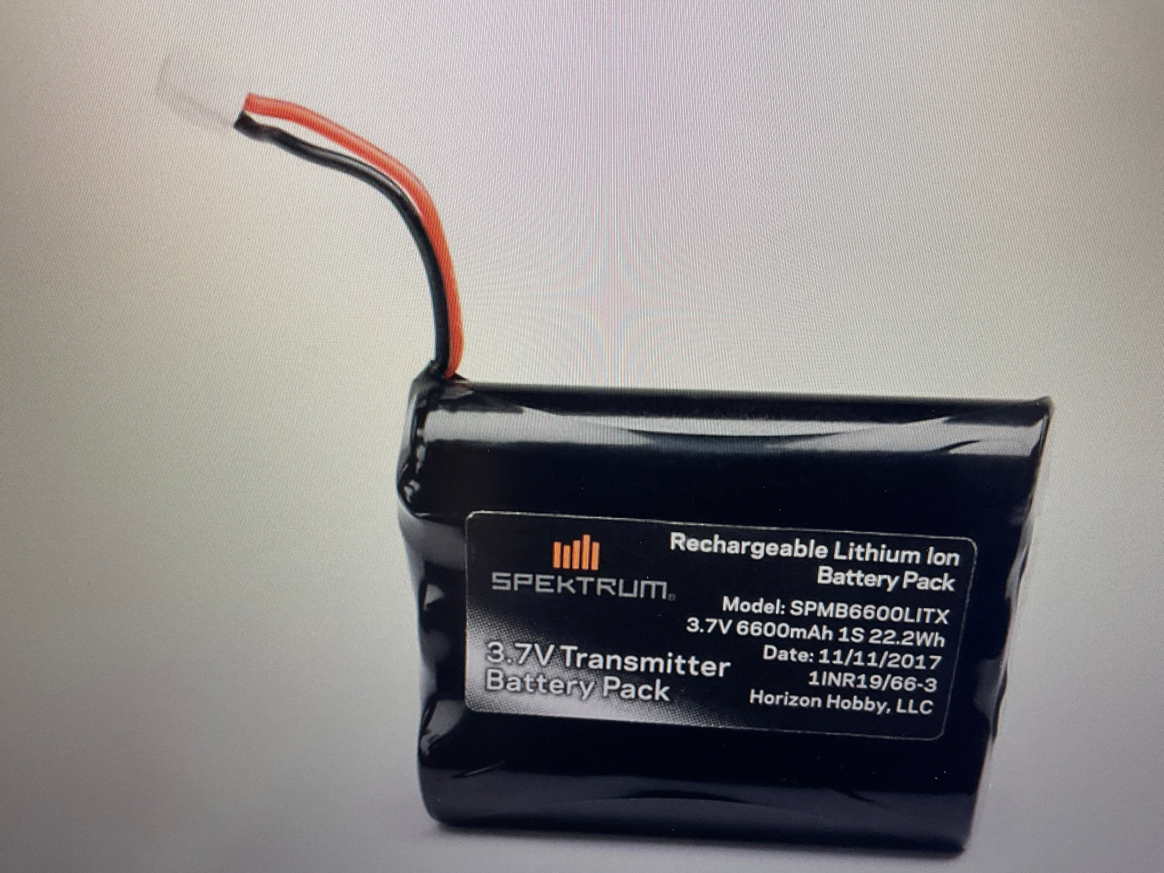 SPEKTRUM 3.7V 6600mAh 1S Li-Ion Transmitter Battery: NX6/NX8/NX10/iX12, Tx Plug (XH-1S)