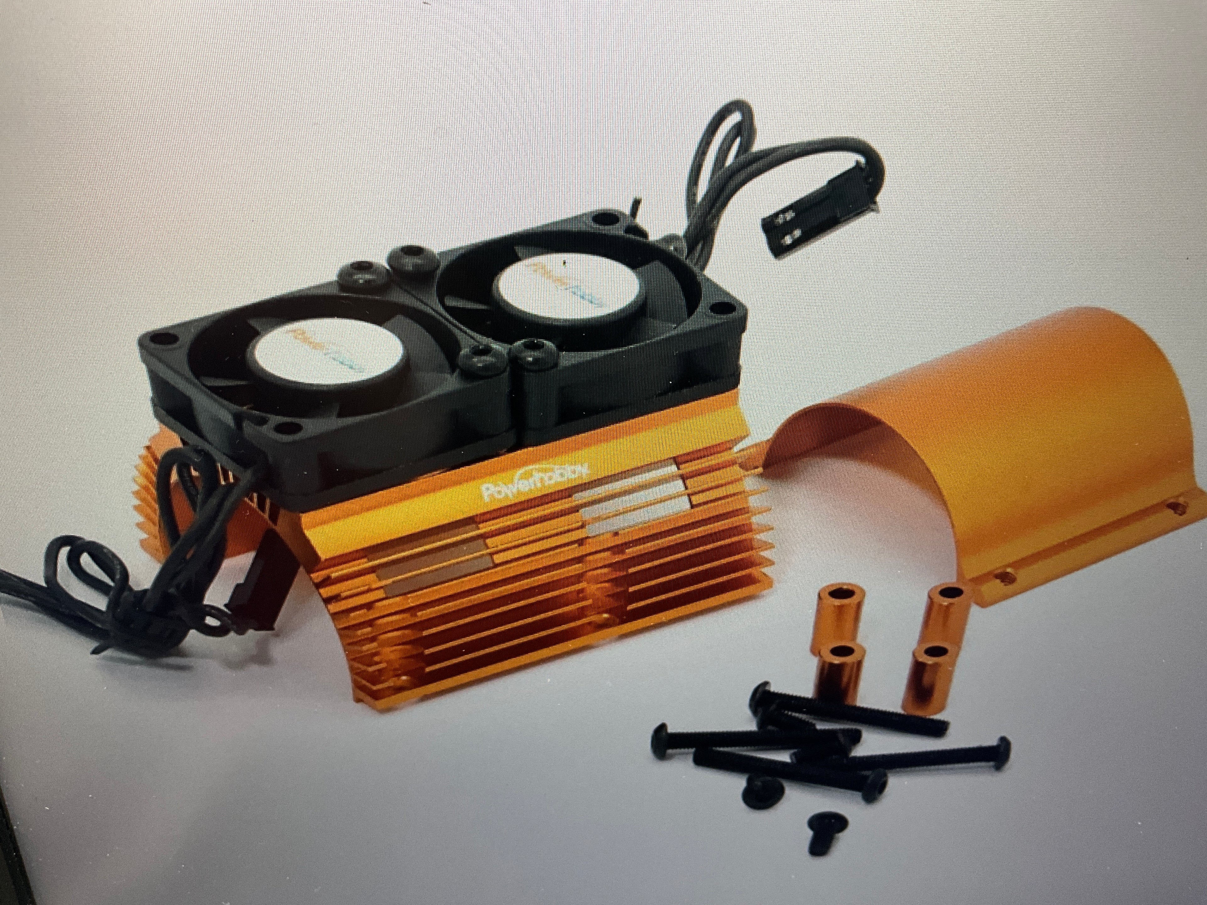 Powerhobby Heat Sink w Twin Turbo High Speed Cooling Fans 1/8 Motors Orange