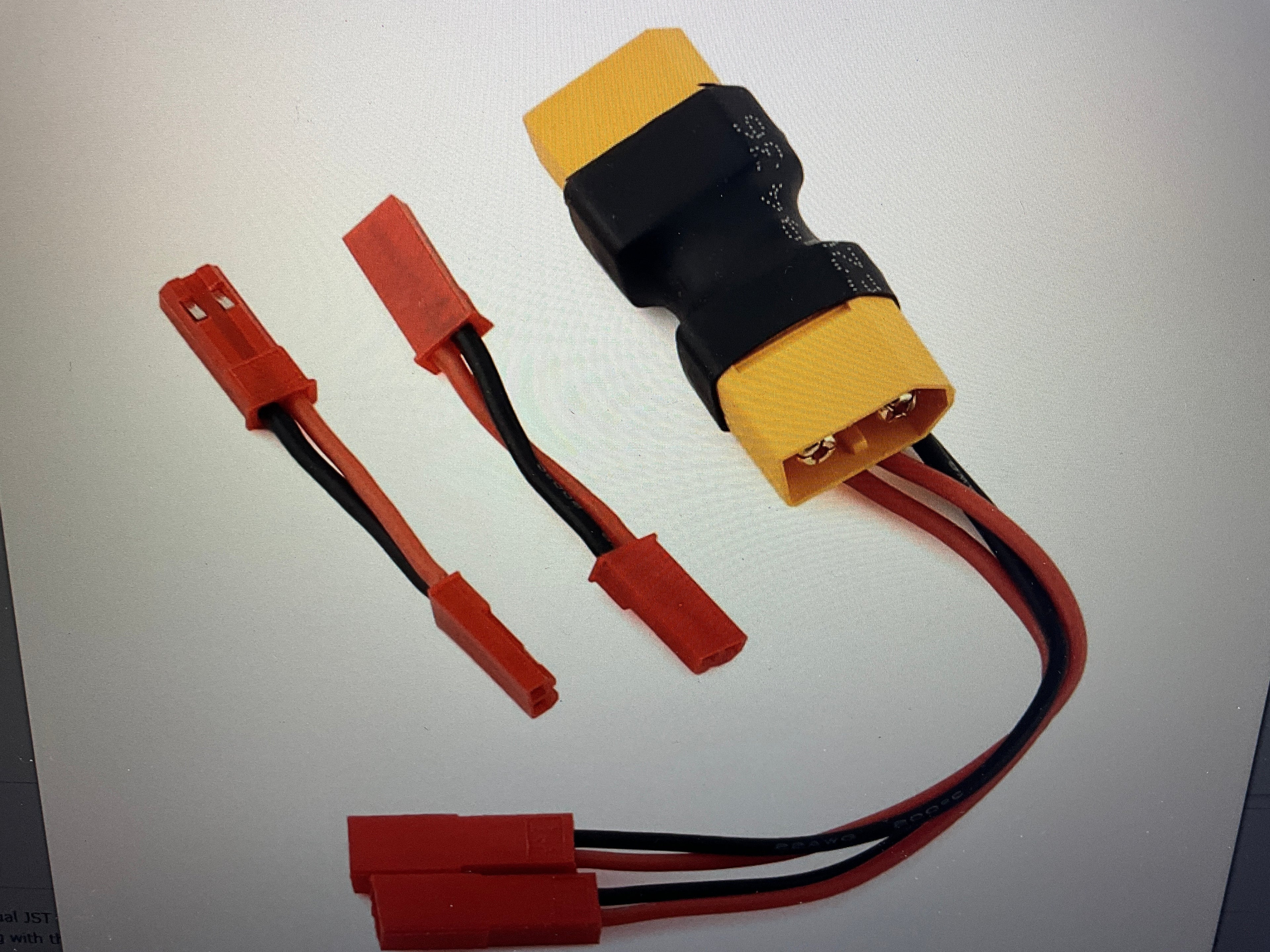 Reefs RC XT60 Dual JST Pass Through w/2 Male-Male JST Adaptors