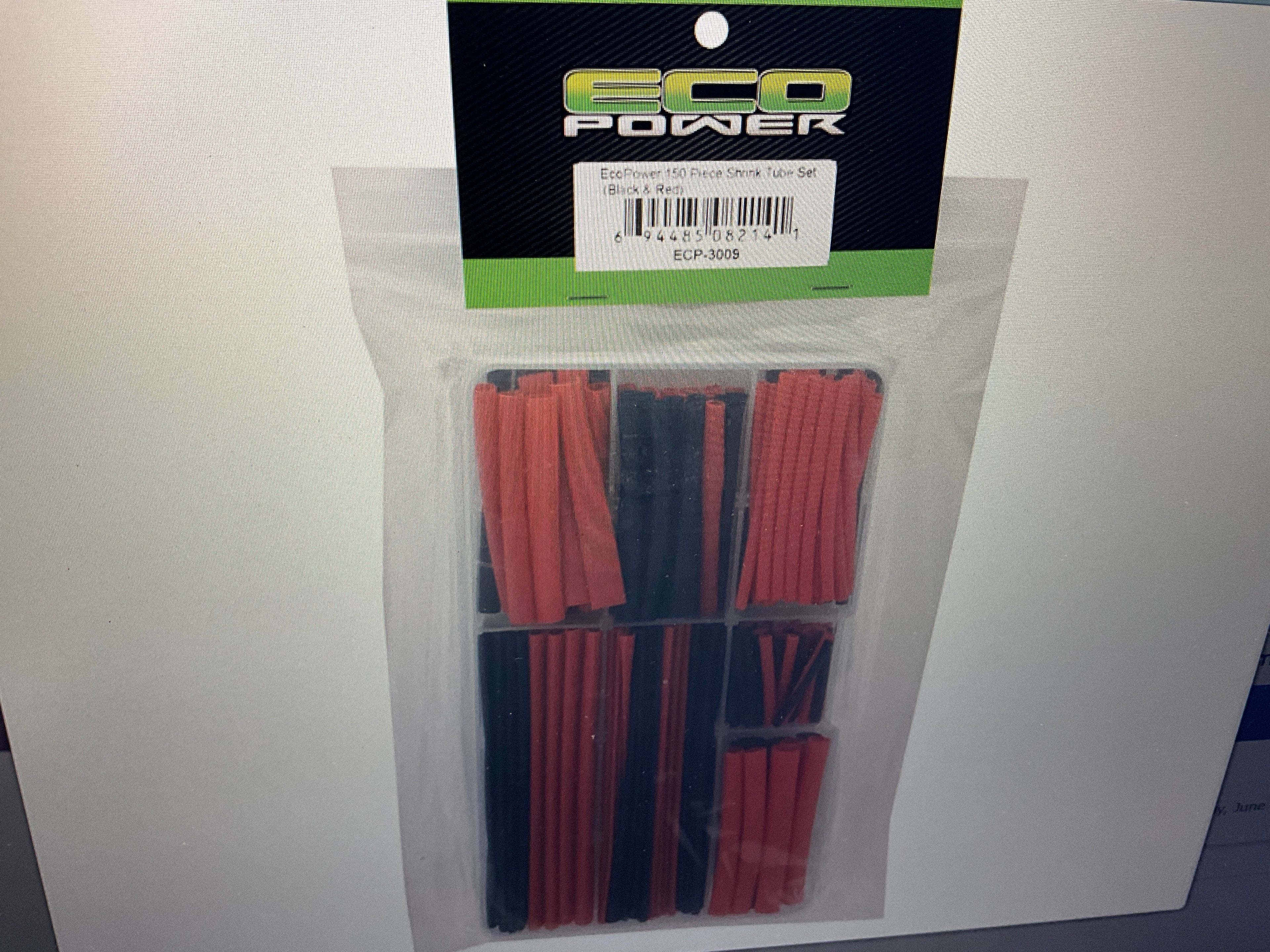 EcoPower Heat Shrink Tubes w/Plastic Case (Black & Red) (150)