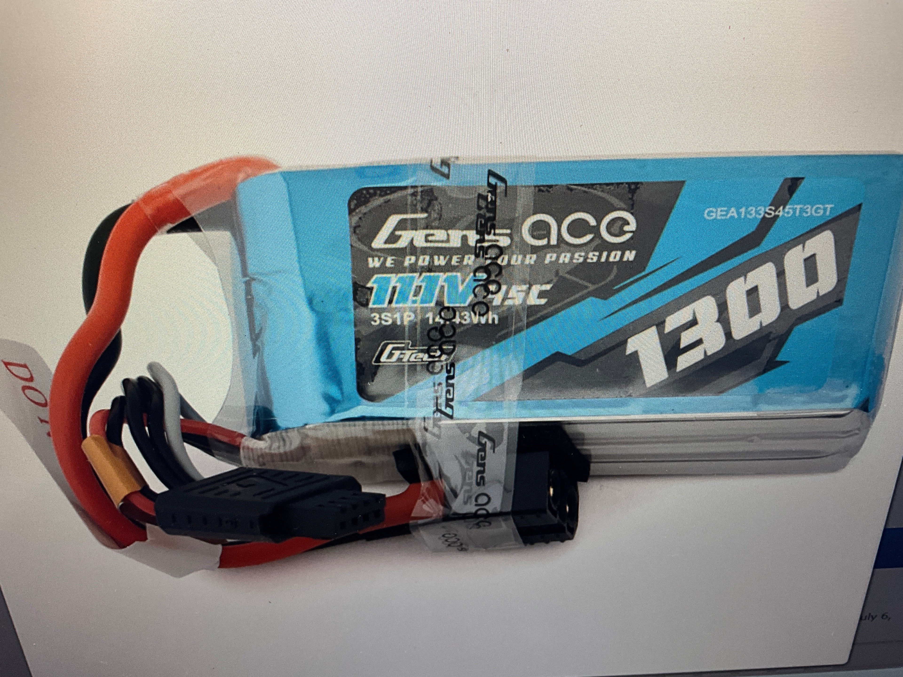 Gens Ace G-Tech Smart 3S LiPo Battery 45C (11.1V/1300mAh) w/Universal Connector