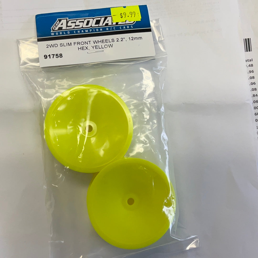 Team Associated 12mm Hex 2.2" "Slim" Front Buggy Wheels (Yellow) (2) (B6)
