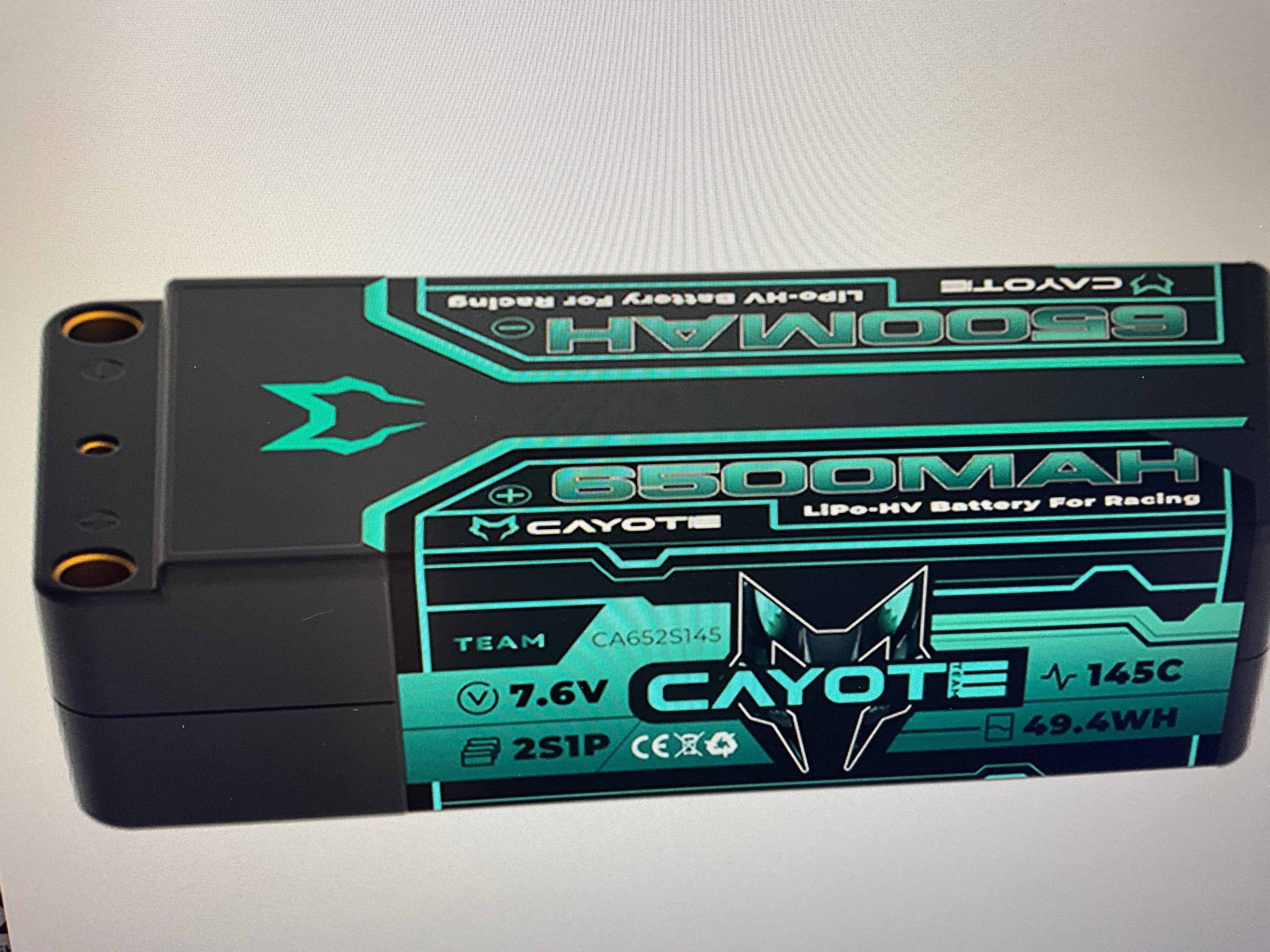 Cayote 2S 145C LCG Shorty LiHV Battery (7.6V/6500mAh) w/5mm Bullets