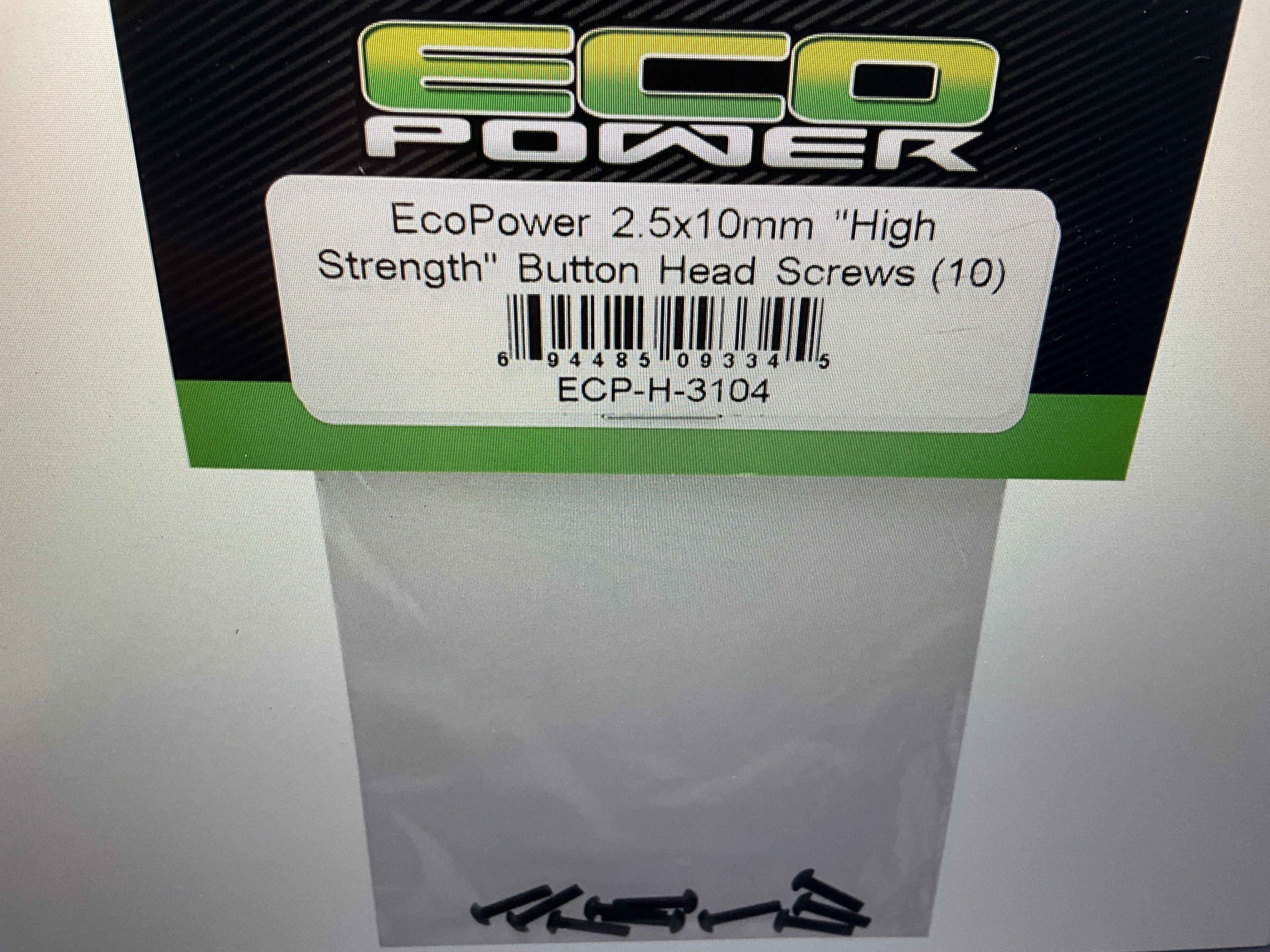EcoPower 2.5mm "High Strength" Steel Button Head Screws (10) (2.5x10mm)
