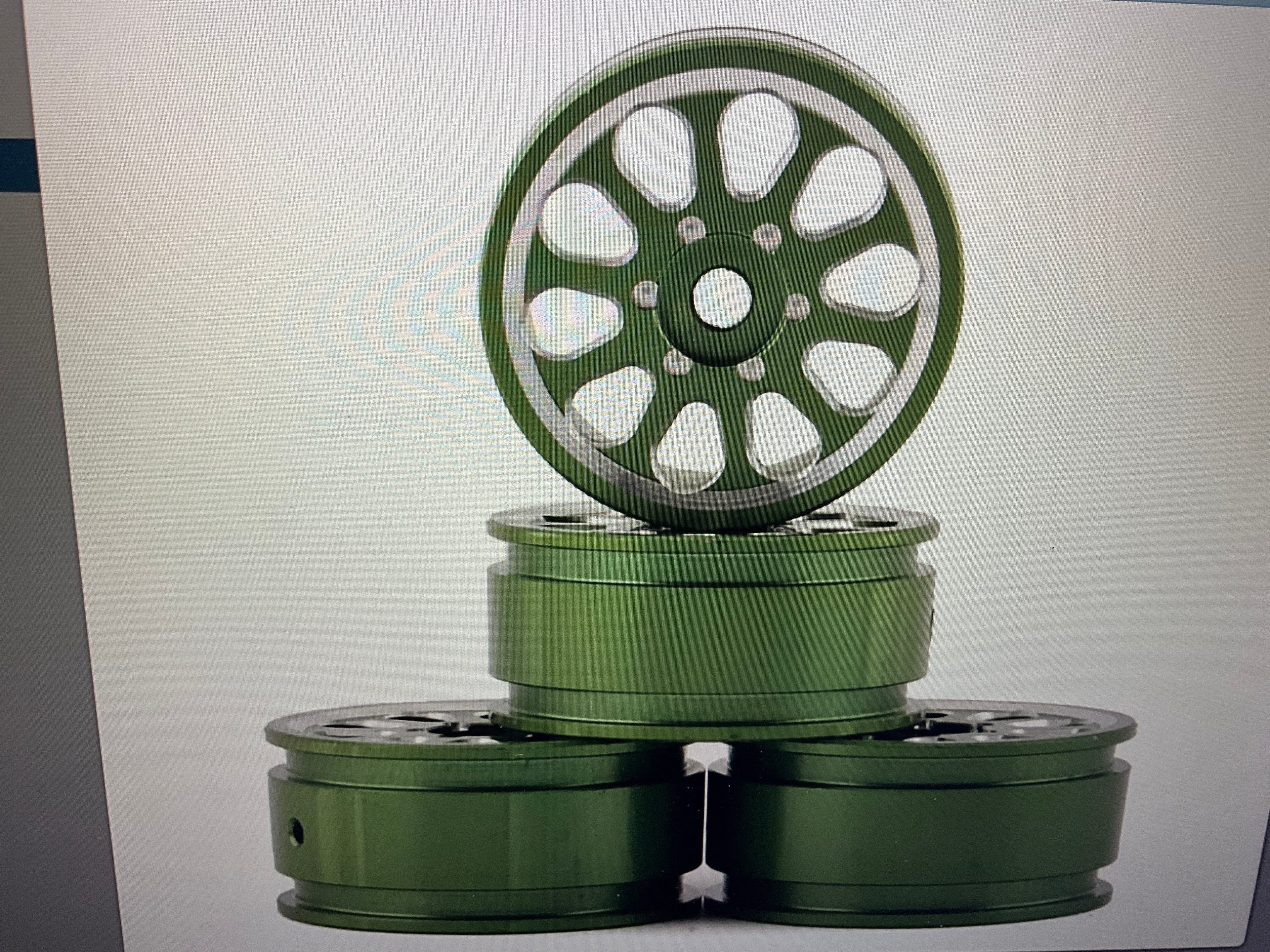 Samix SCX24 Aluminum 1.0" Wheel Set (Green) (4)