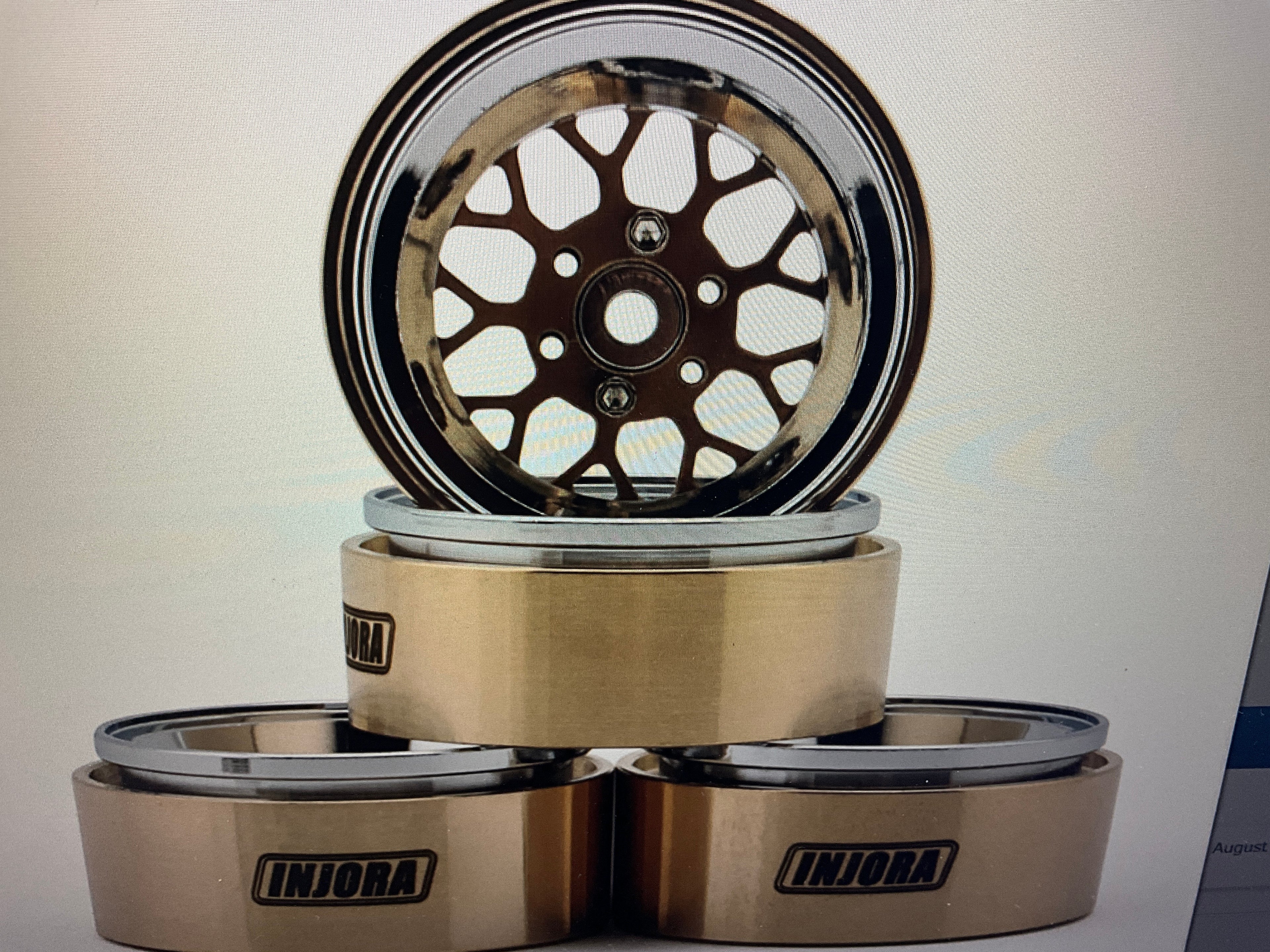 Injora 1.3" ModuWheel Brass & Aluminum Micro Rock Crawler Beadlock Wheels (43g ea) (Bronze/Chrome) (4)