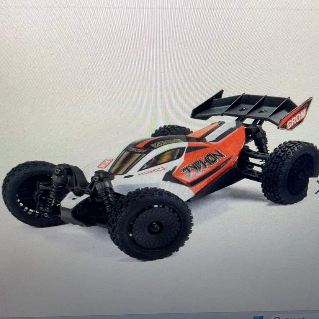 TYPHON GROM MEGA 380 Brushed 4X4 Small Scale Buggy RTR with Battery & Charger, Blue/Silver