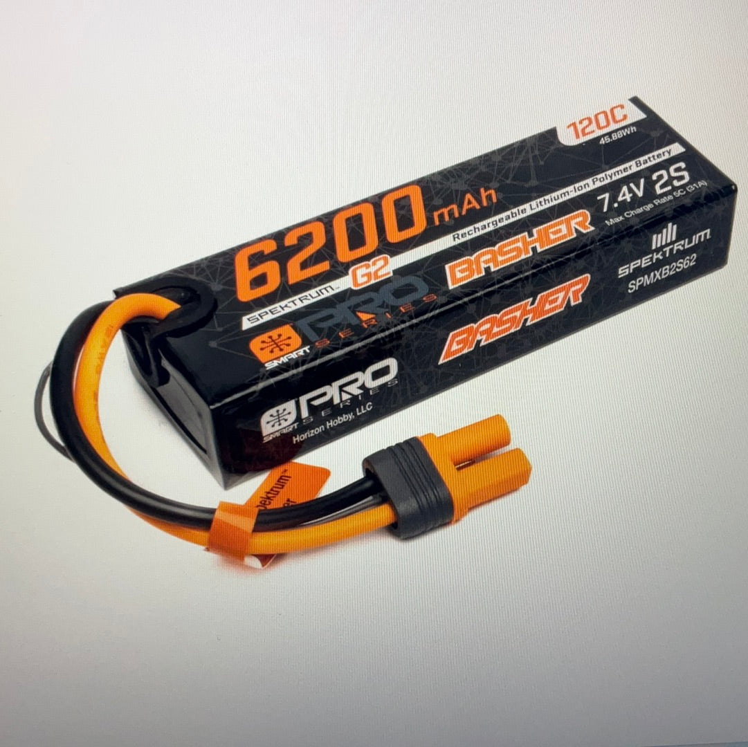 SPEKTRUM 7.4V 6200mAh 2S 120C Smart G2 Pro Basher LiPo: IC5