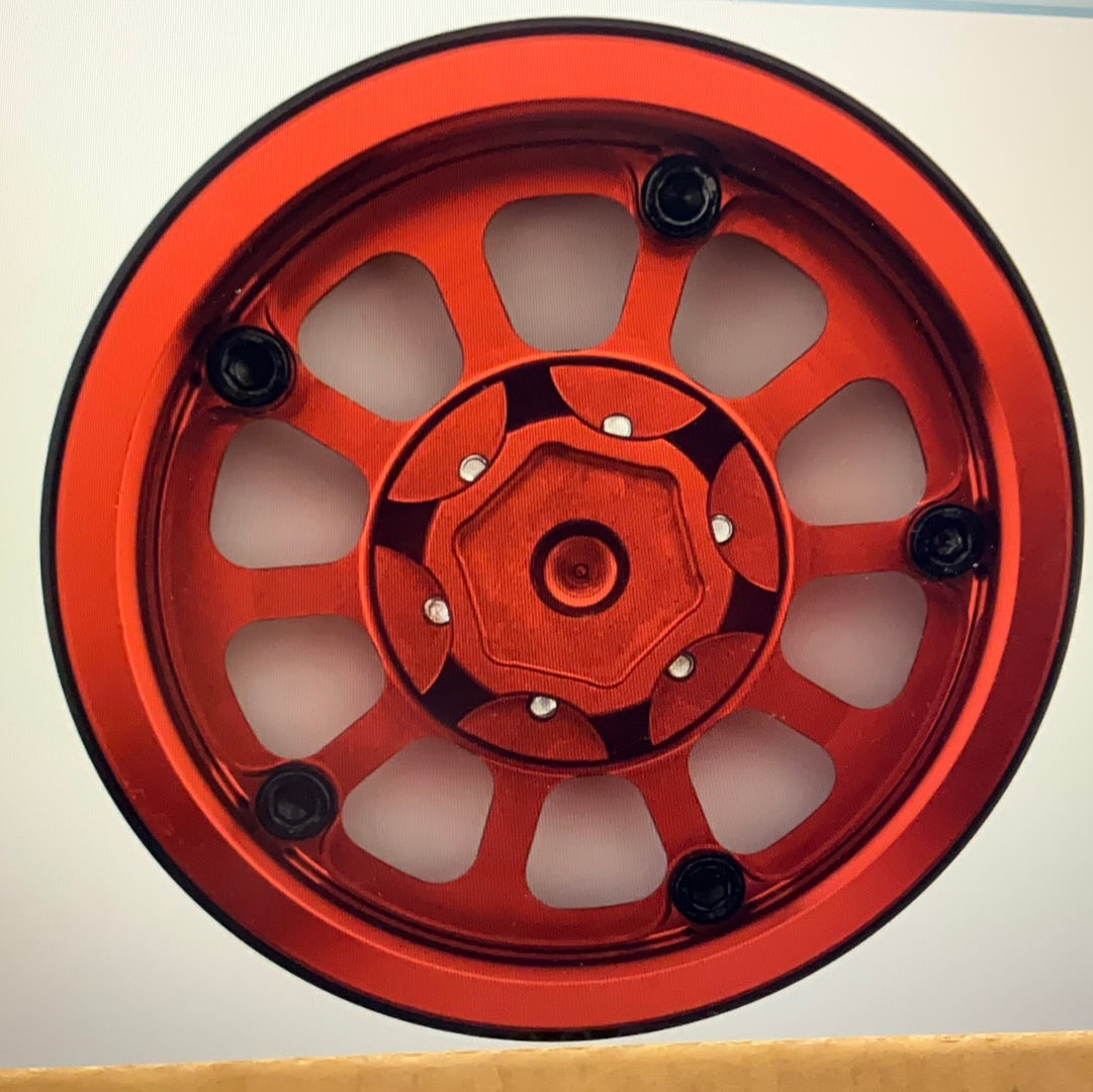 Treal Hobby Type V2 1.9" Beadlock Wheels (Red/Silver) (4)