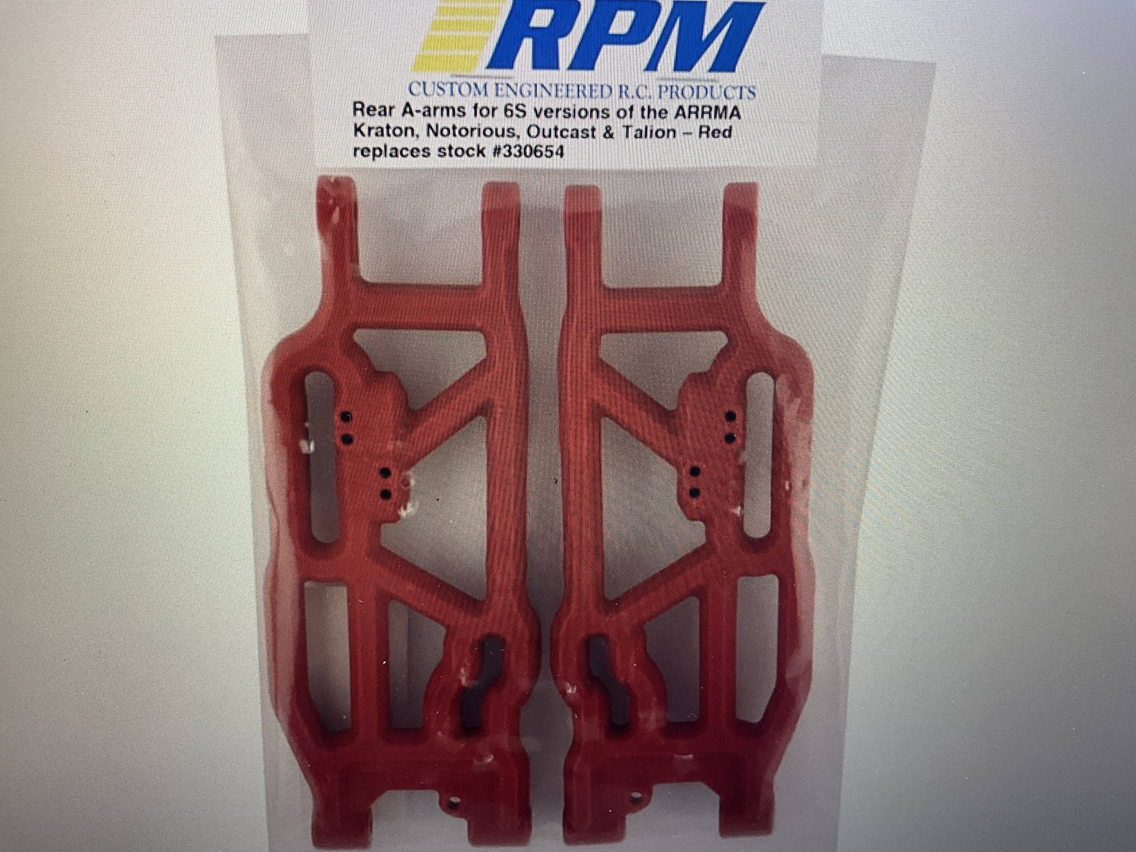 RPM Arrma Kraton/Outcast V5 6S Rear Suspension Arm Set (Red)