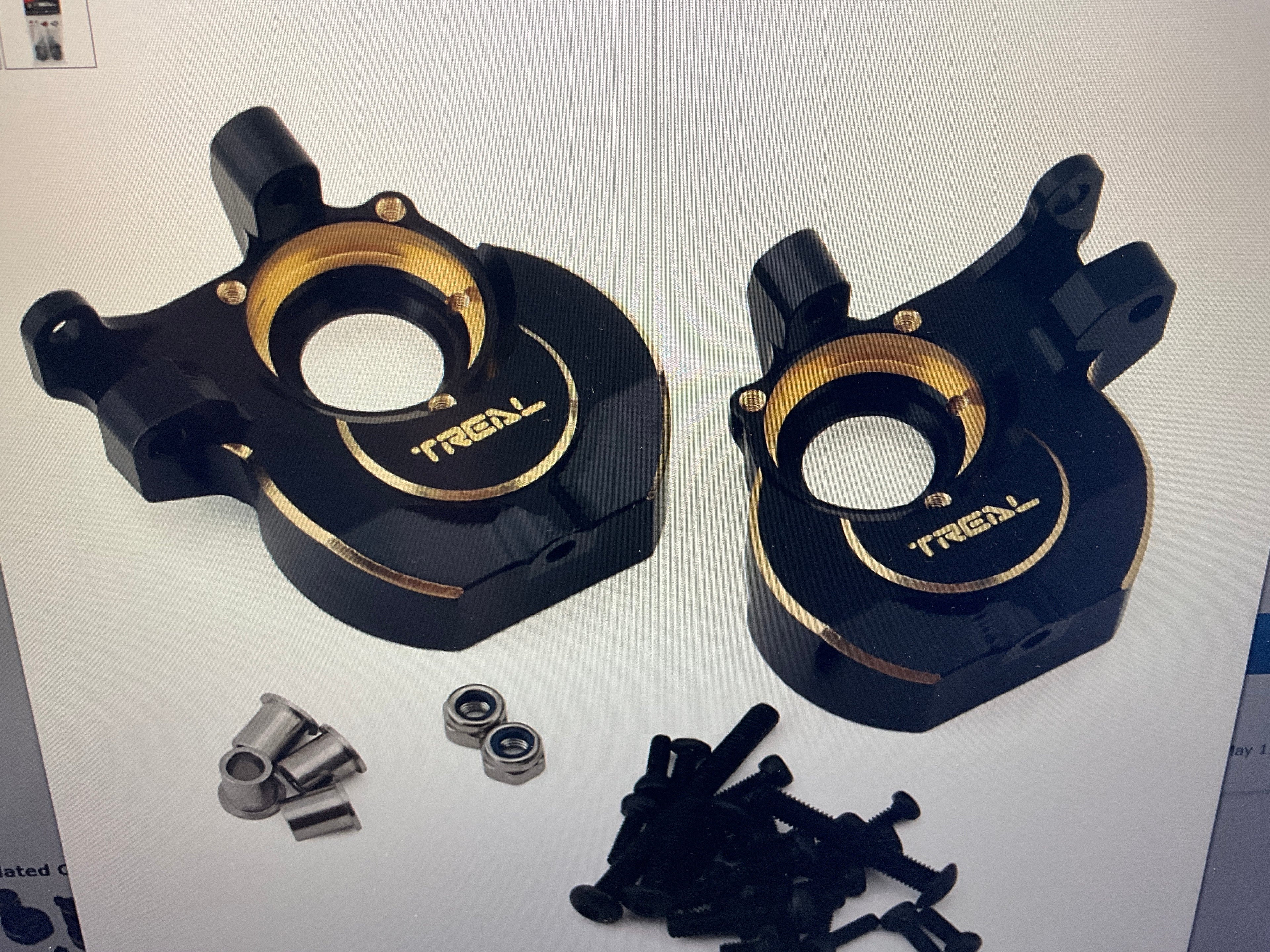 Treal Hobby Redcat Ascent/Gen9 Brass Inner Front Portal Covers (Black) (2) (78g)